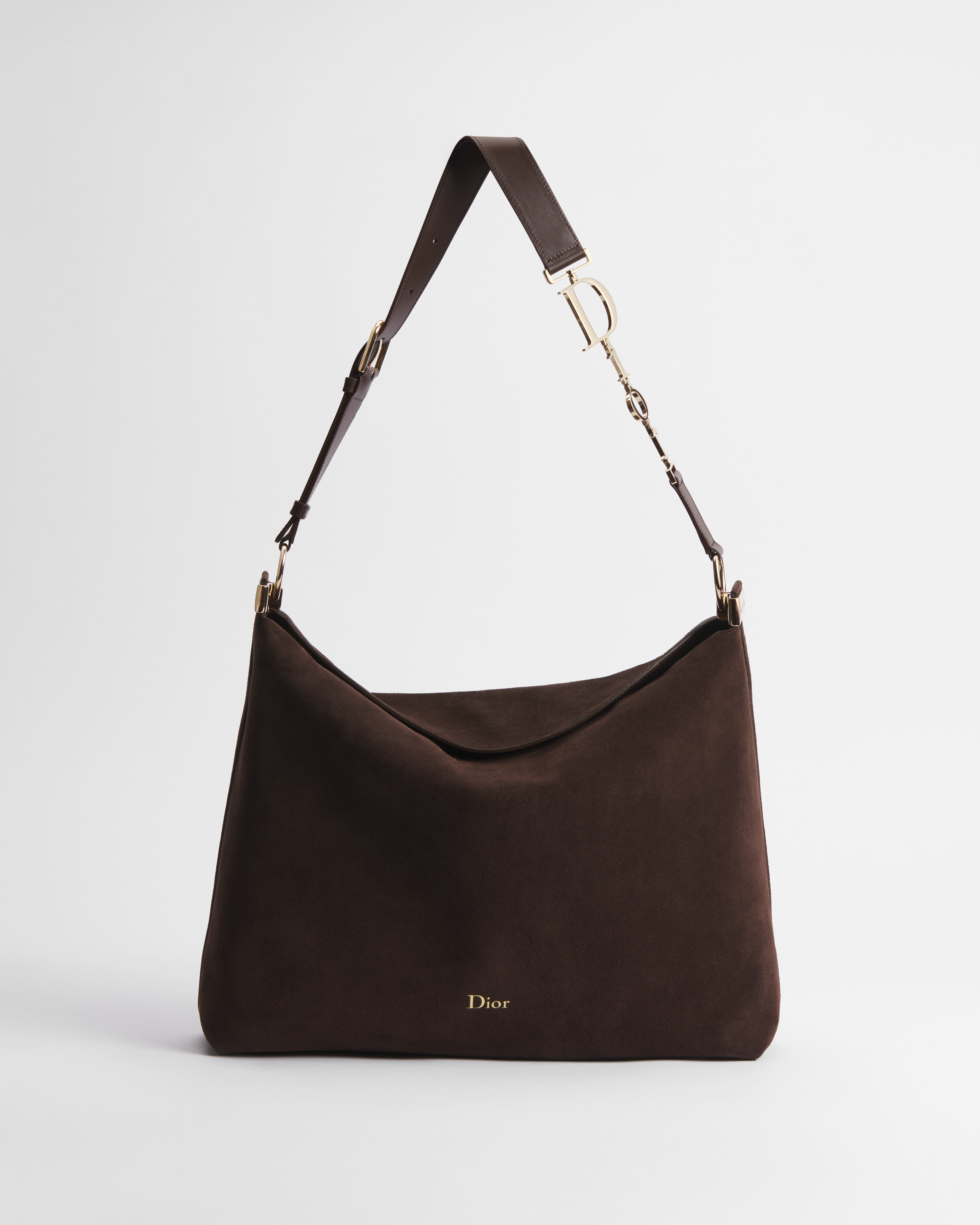 Large Diorly Bag Chocolate Suede Calfskin E01