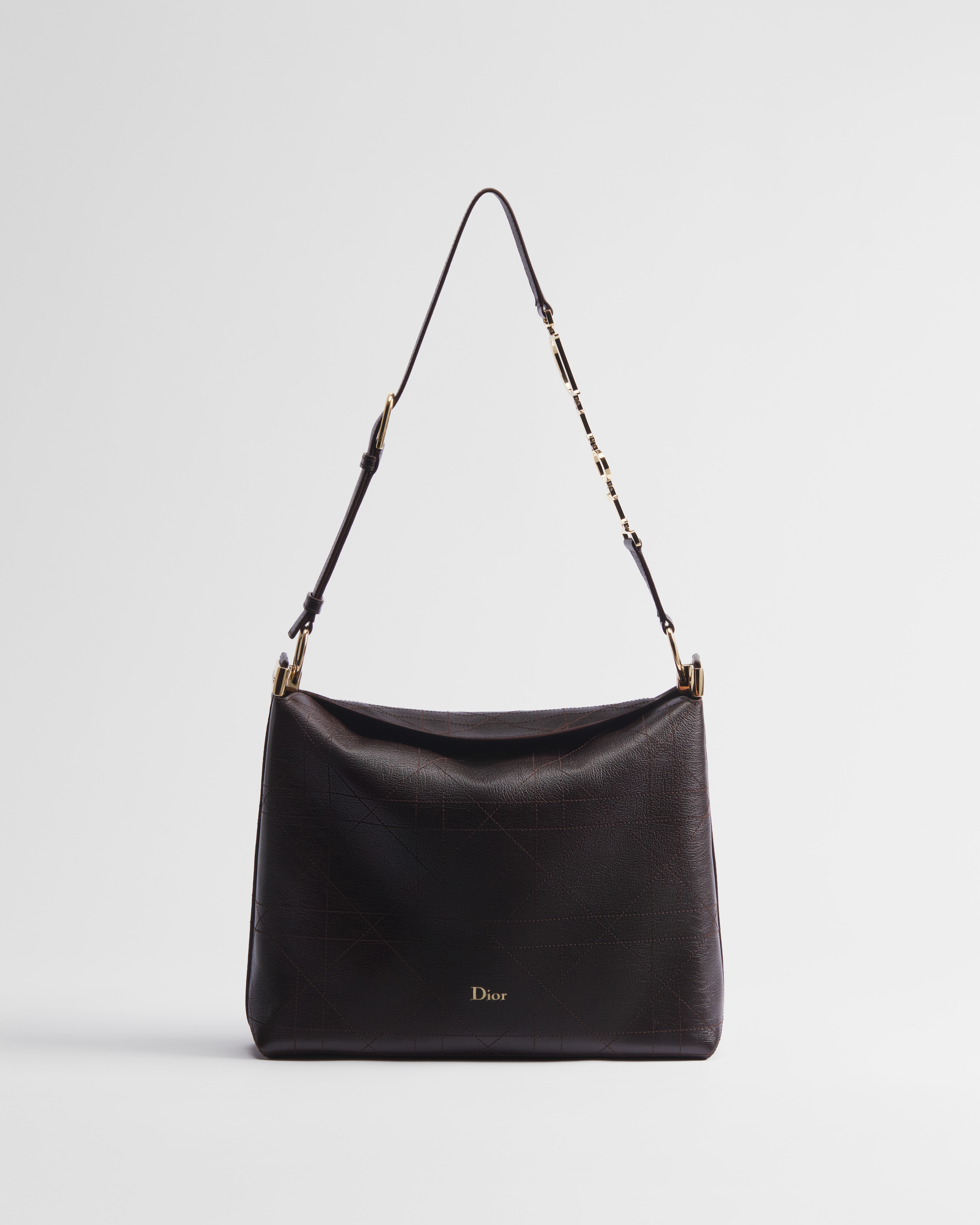 Bolso mediano Diorly Piel de becerro Flat Cannage marrón E01