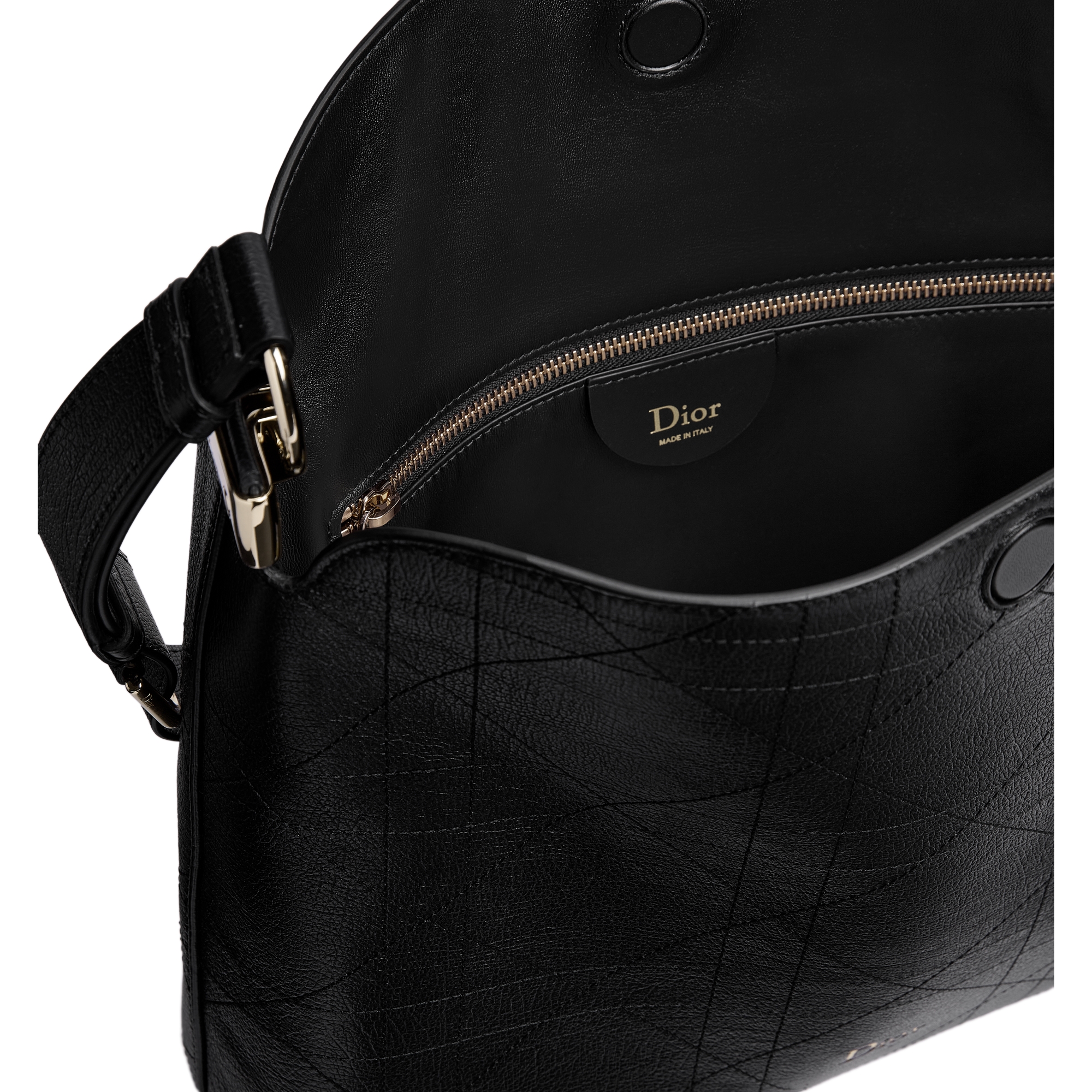 Medium Diorly Bag Black Flat Cannage Calfskin E06
