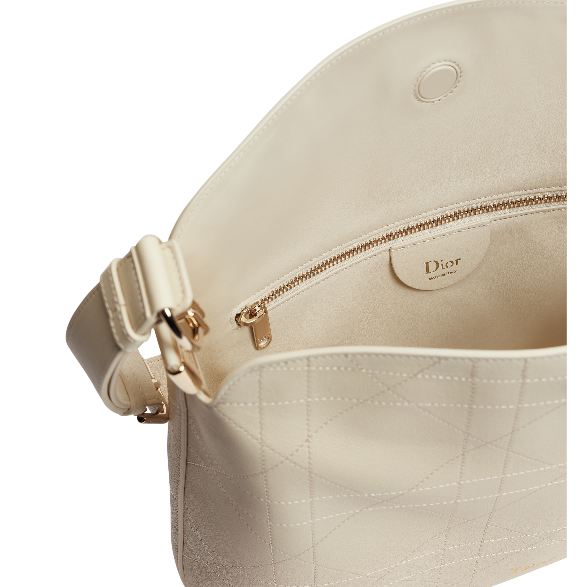 Medium Diorly Bag Craie Flat Macrocannage Grained Calfskin E06