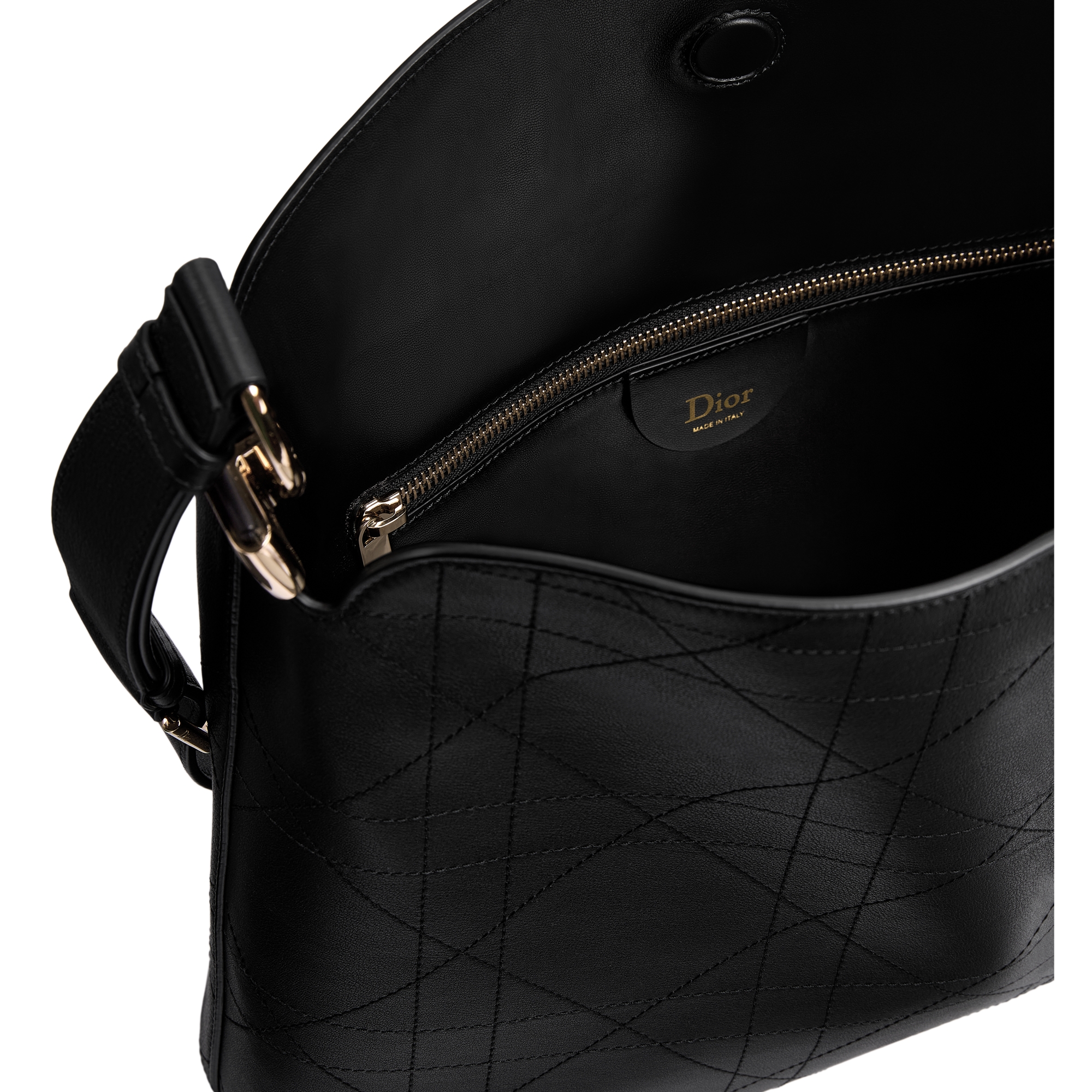 Medium Diorly Bag Black Flat Macrocannage Grained Calfskin E06