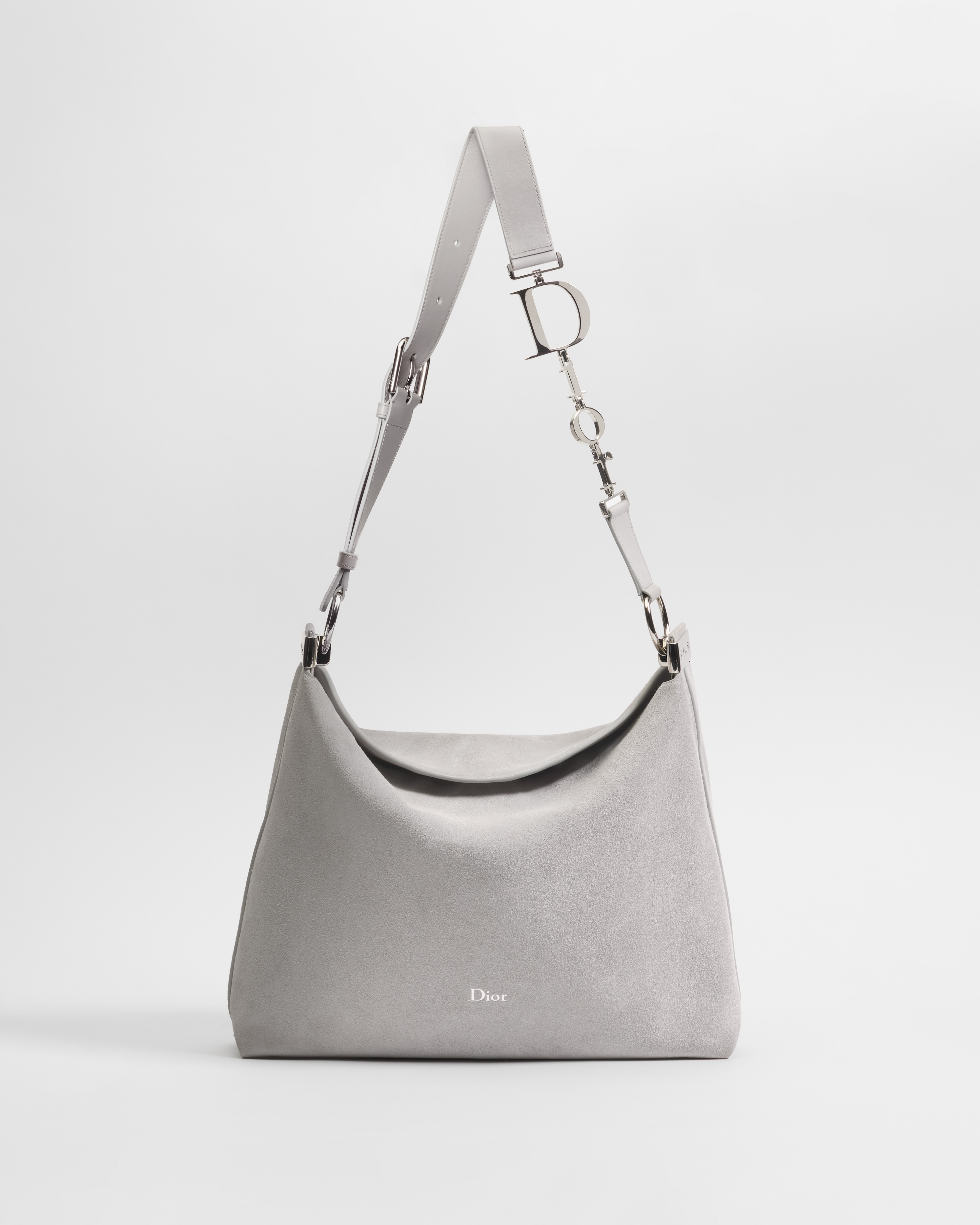 Medium Diorly Bag Gray Suede Calfskin E01