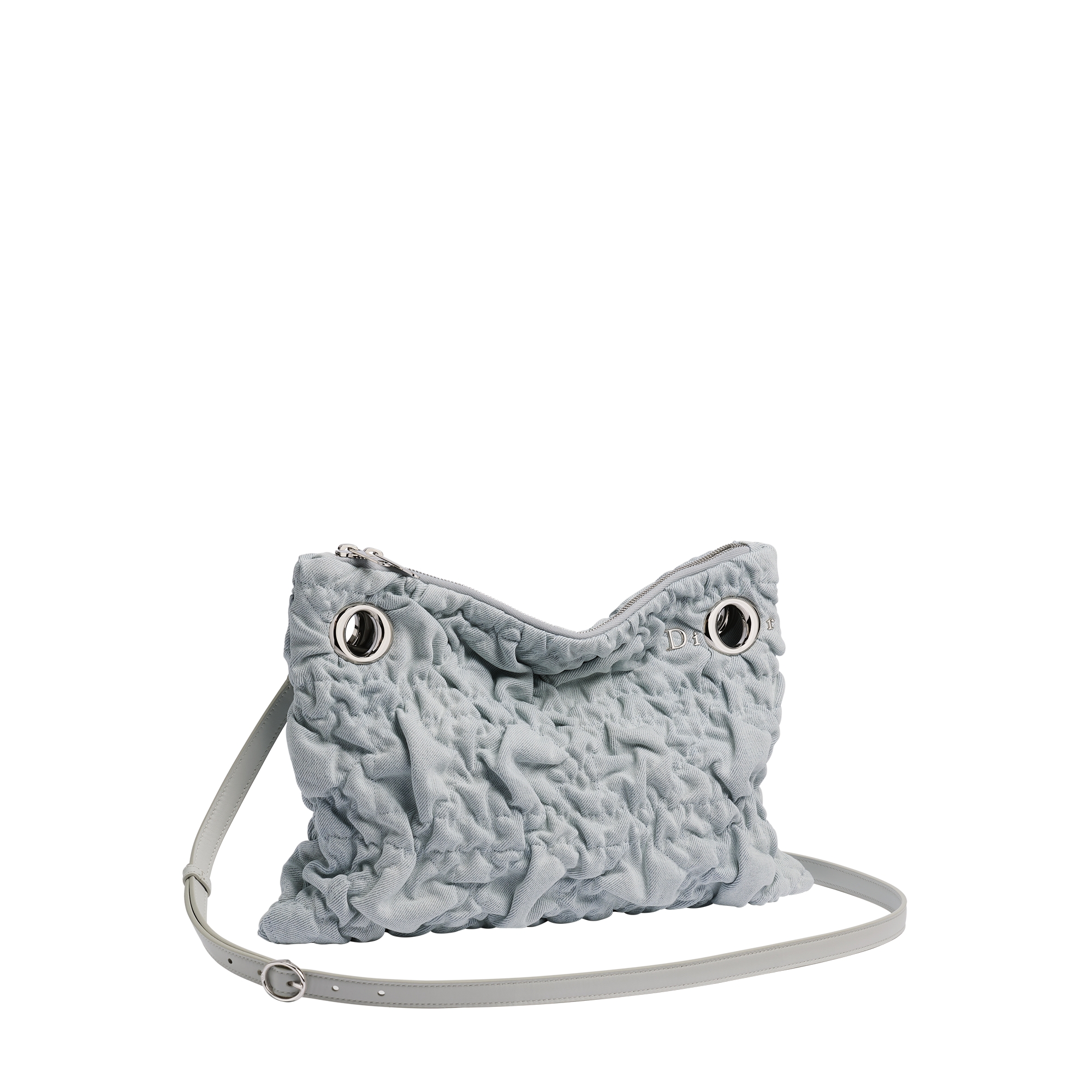 Small Dior Milly-La-Forêt Bag Blue Puffy Macrocannage Denim E03