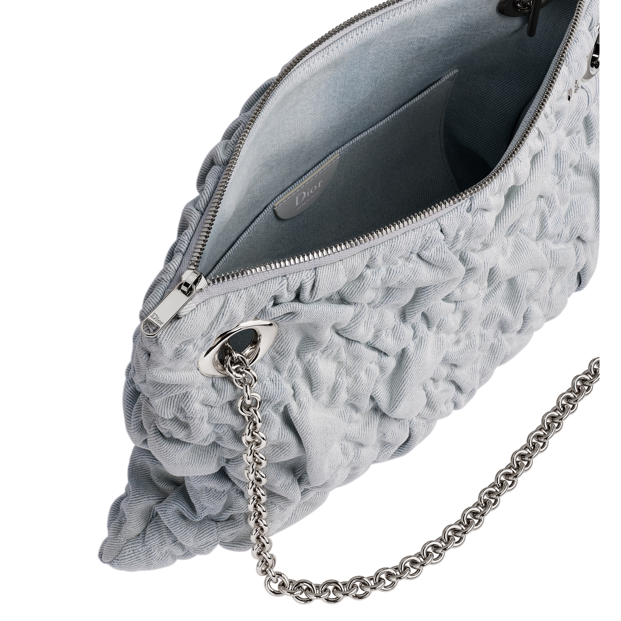 Small Dior Milly-La-Forêt Bag Blue Puffy Macrocannage Denim E06