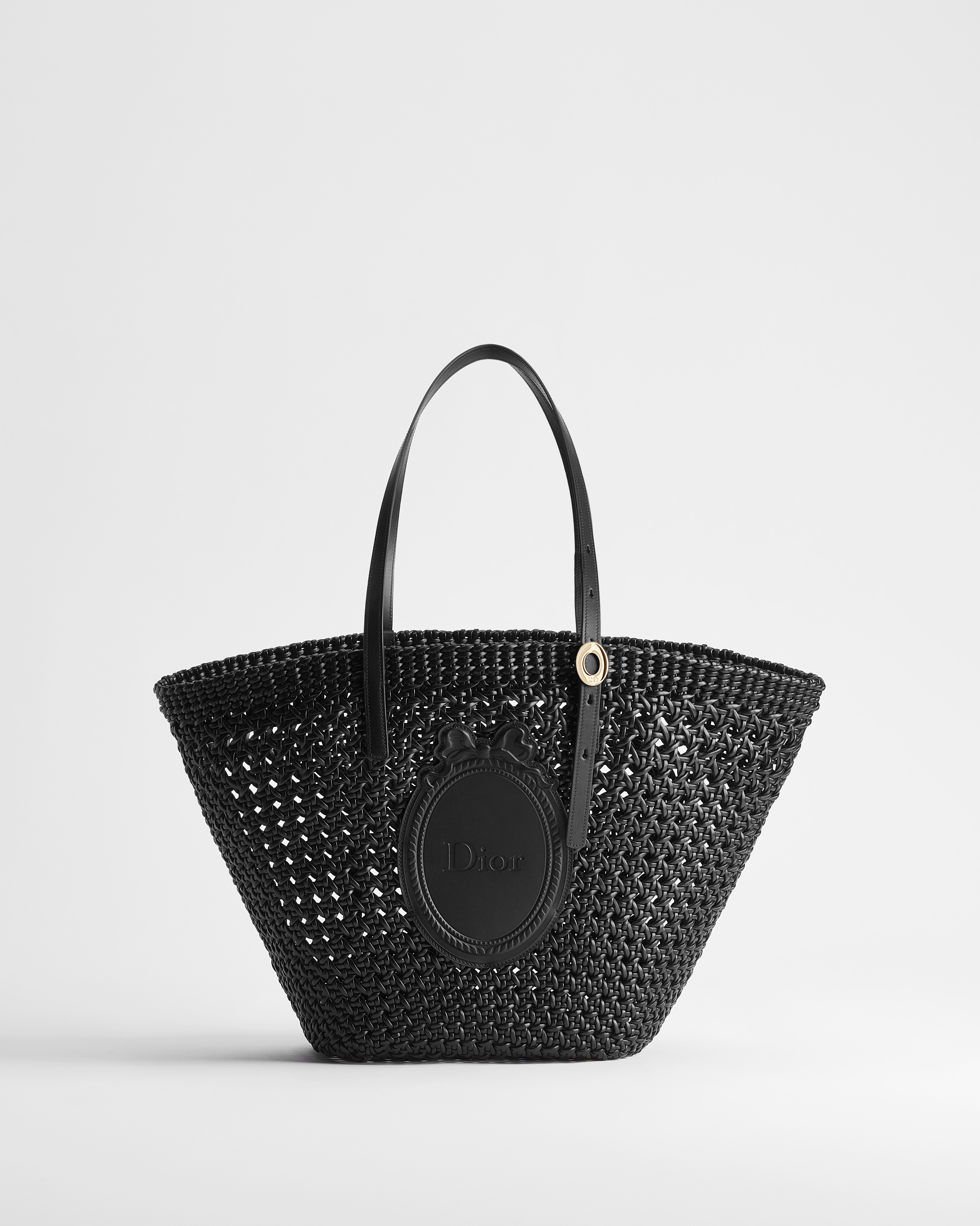Medium Dior Blooming Bag Black Cannage and Dior Médaillon Woven Calfskin E01