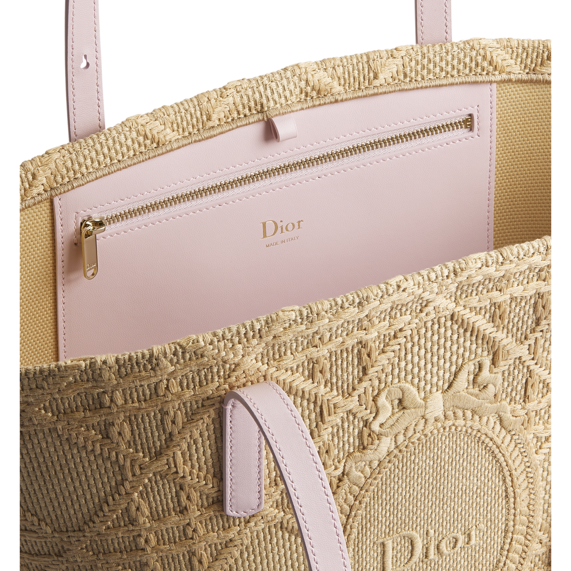 Dioriviera Small Dior Blooming Bag Raffia-Effect Cannage Fabric and Raffia-Effect Dior Médaillon E06