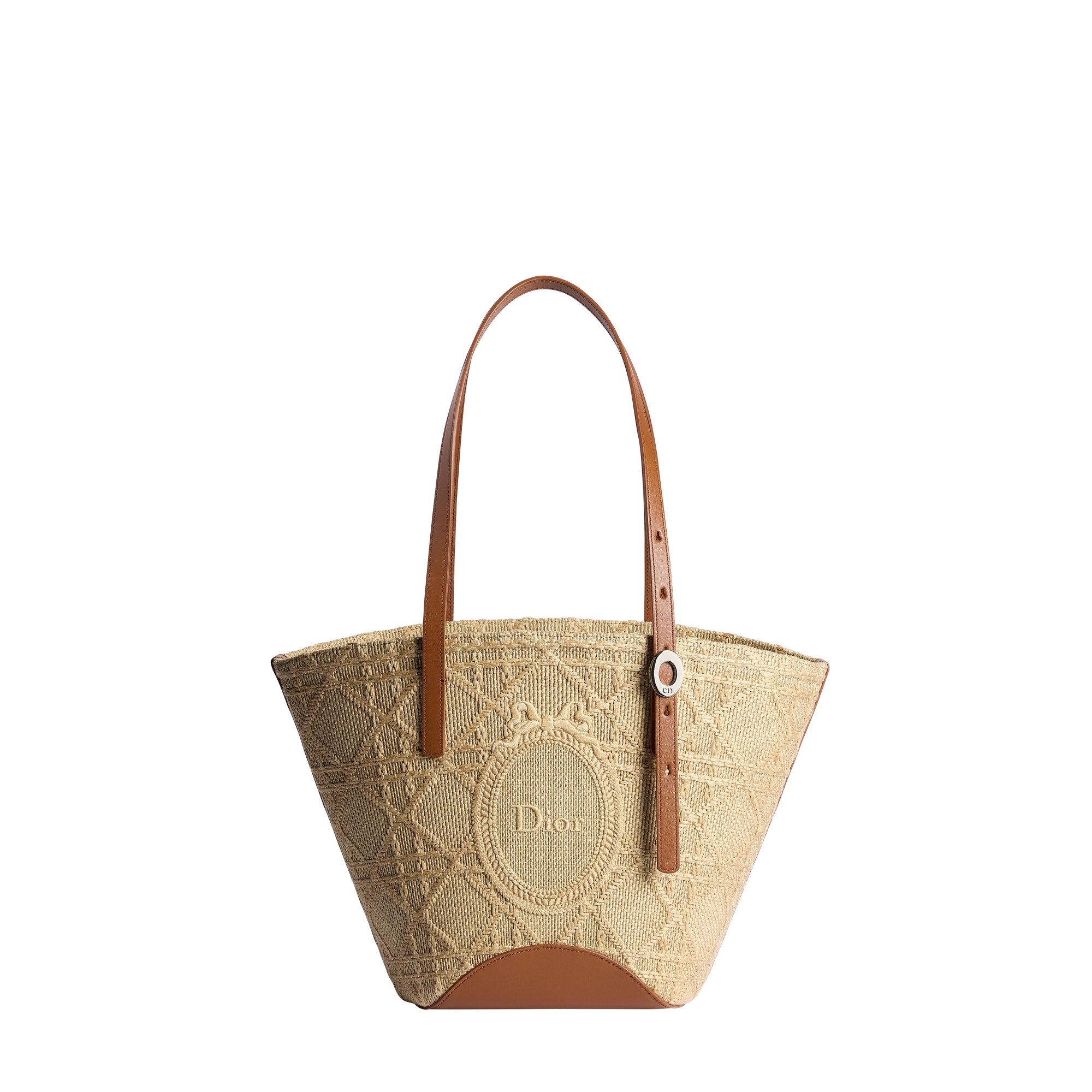 Small Dior Blooming Bag Raffia-Effect Cannage Fabric and Raffia