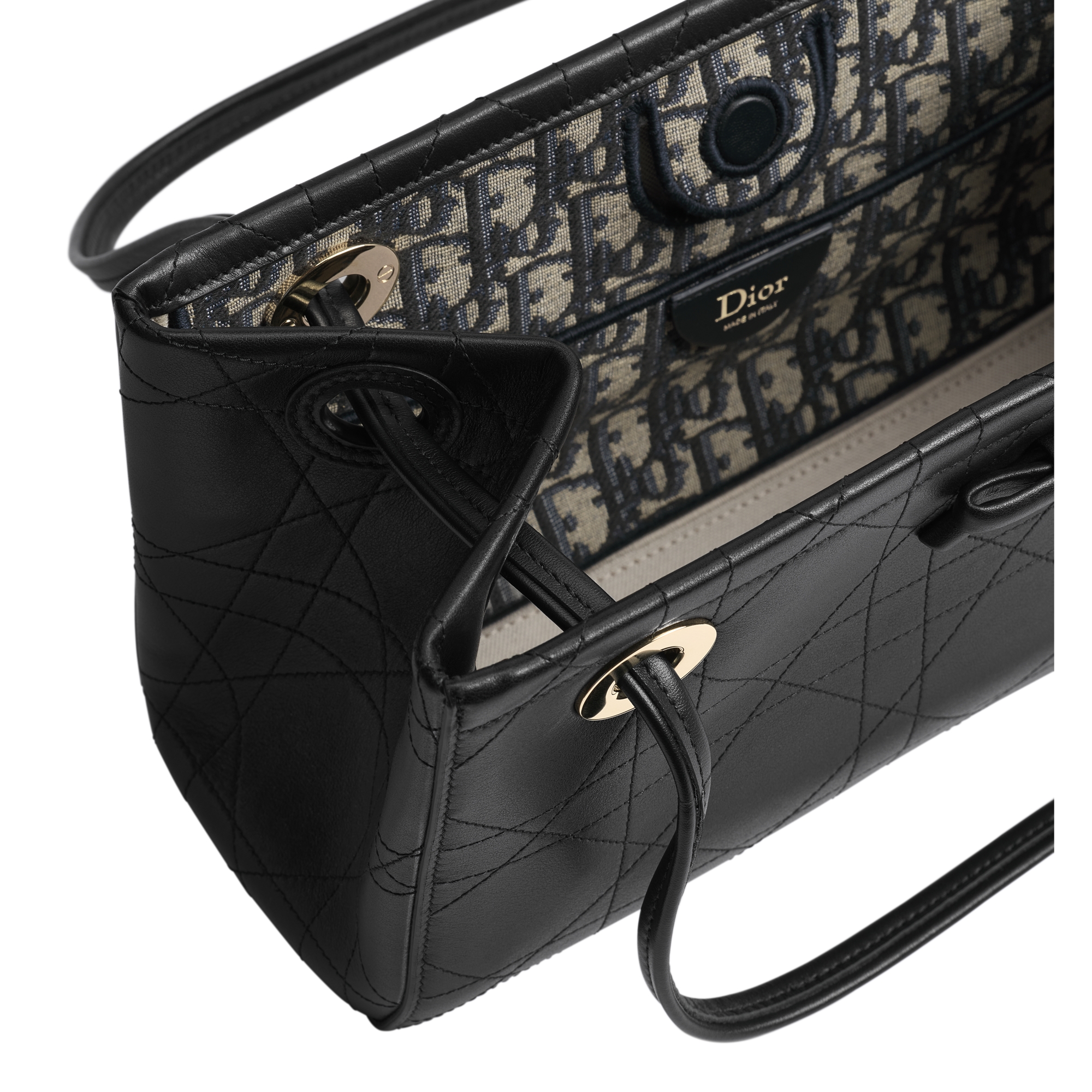 Dior Promenade East-West Shopping Bag Black Flat Macrocannage Calfskin E06