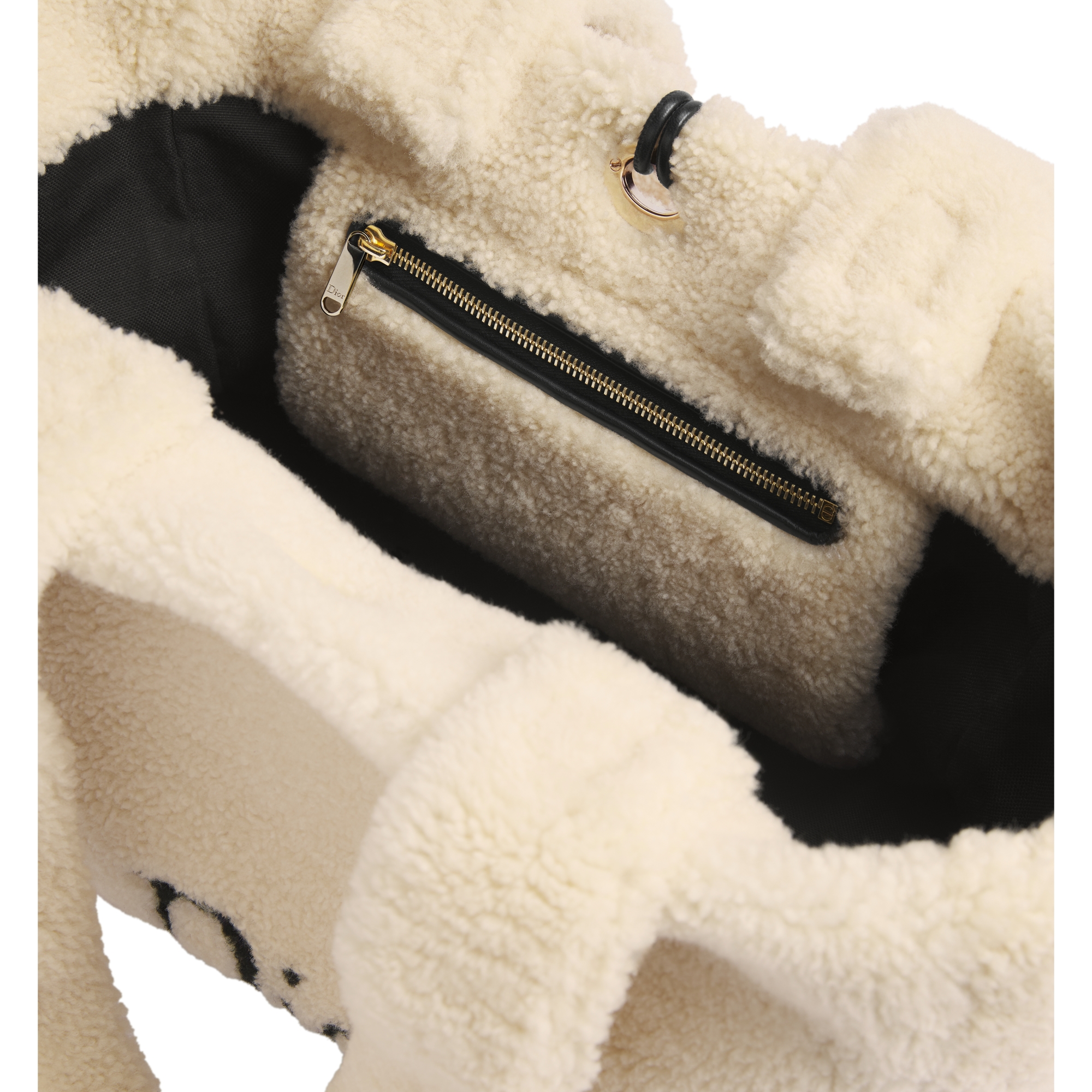 DiorAlps Medium Spongy Book Tote Ecru Lambskin Shearling E06