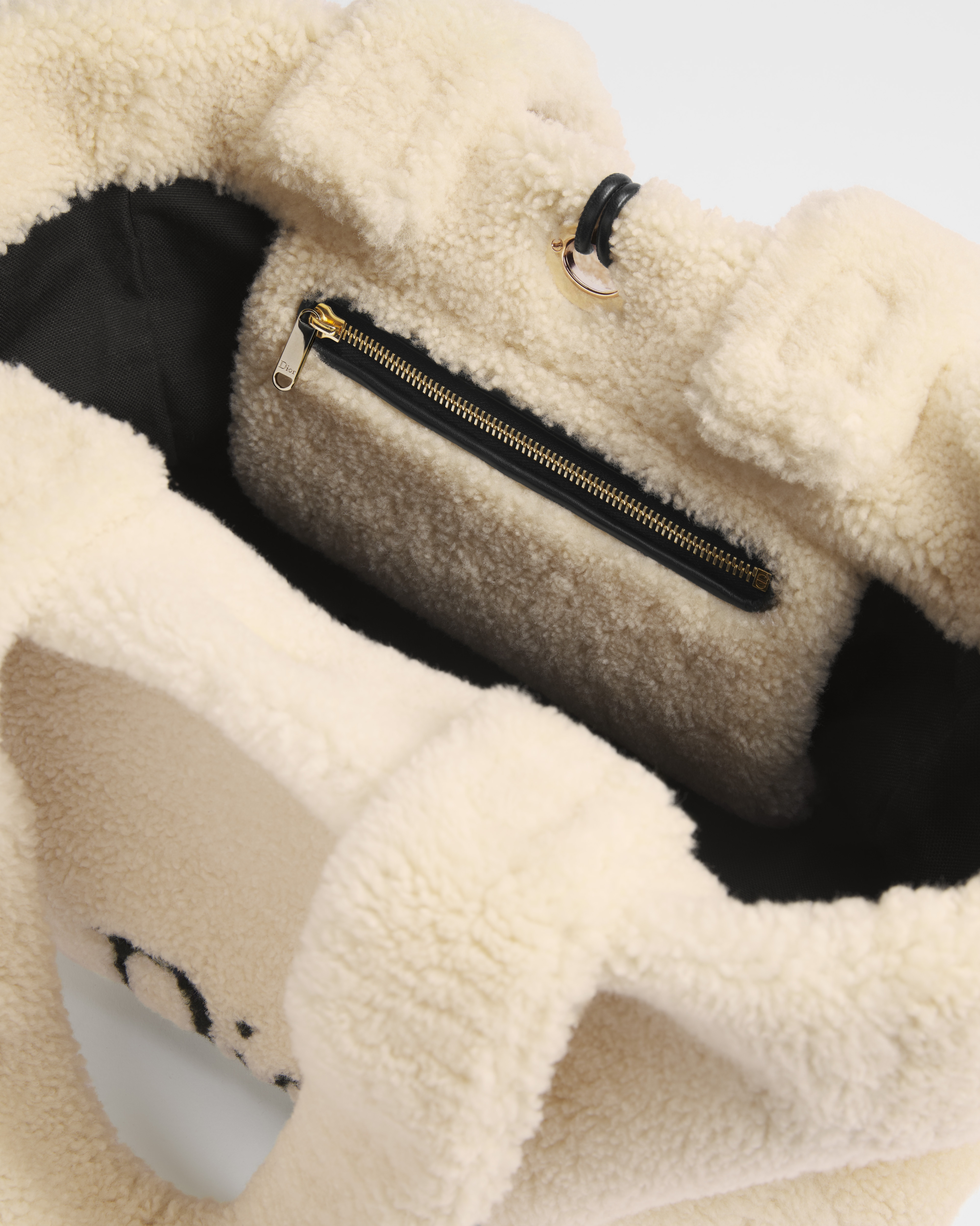 DiorAlps Medium Spongy Book Tote Ecru Lambskin Shearling E06