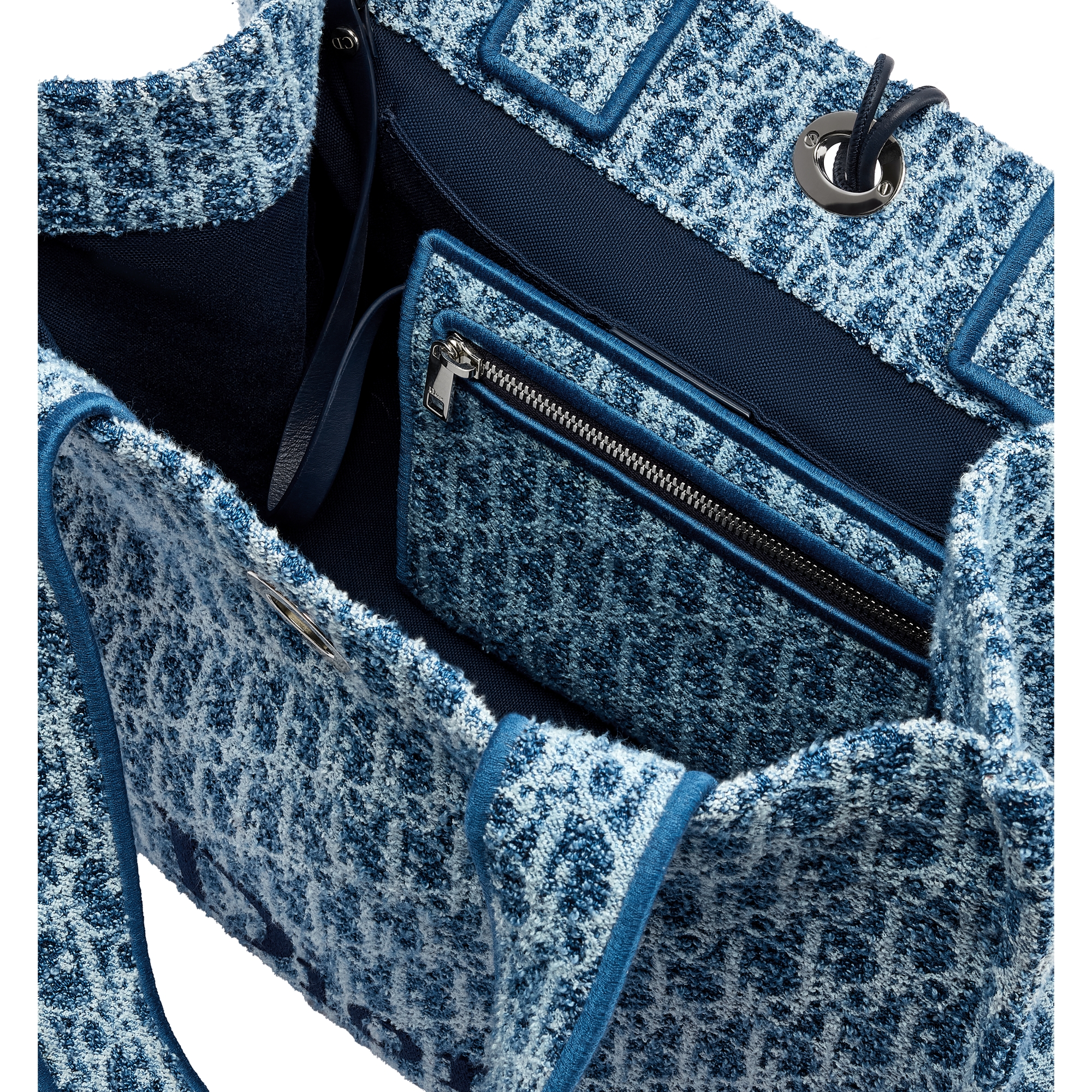 Dioriviera Medium Spongy Book Tote Blue Spongy Dior Oblique Fabric E06