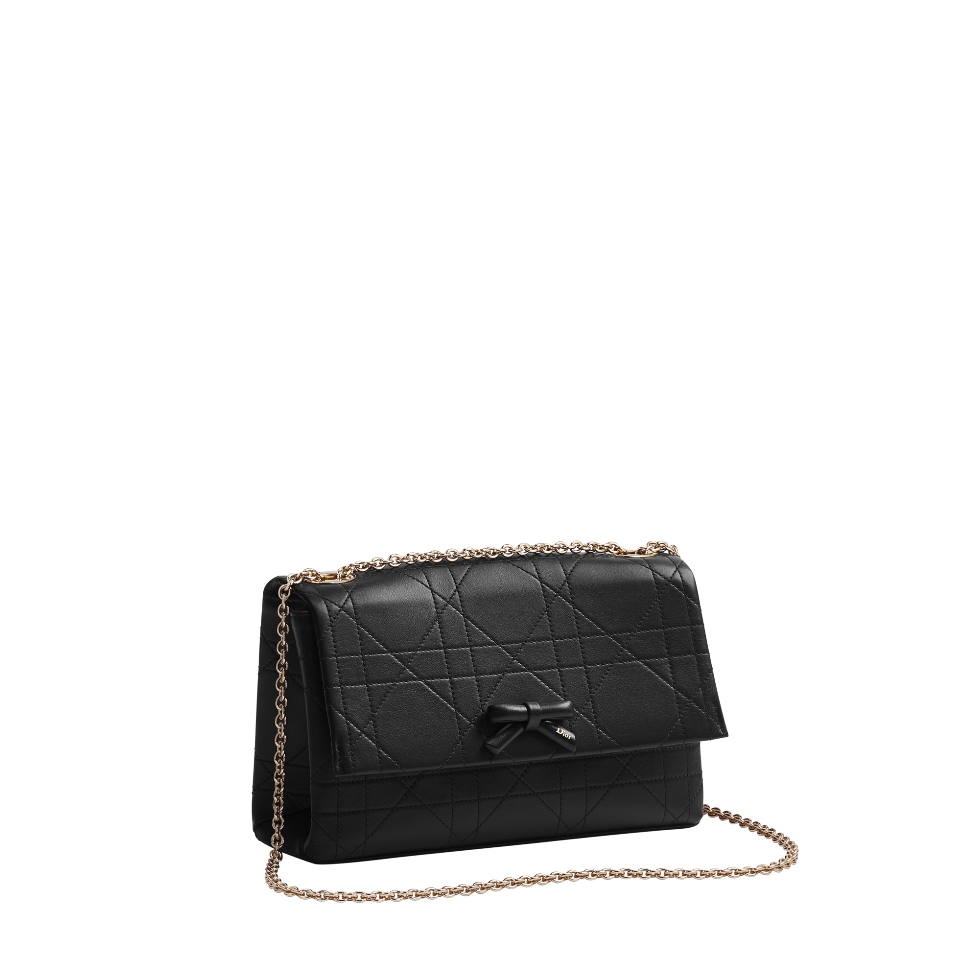 Small Dior Promenade Flap Bag Black Flat Cannage Calfskin E03
