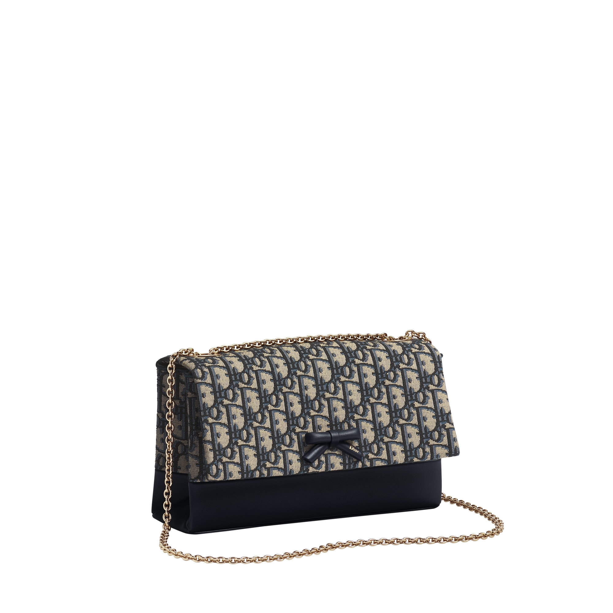 Small Dior Promenade Flap Bag Blue Dior Oblique Jacquard and Smooth Calfskin E03