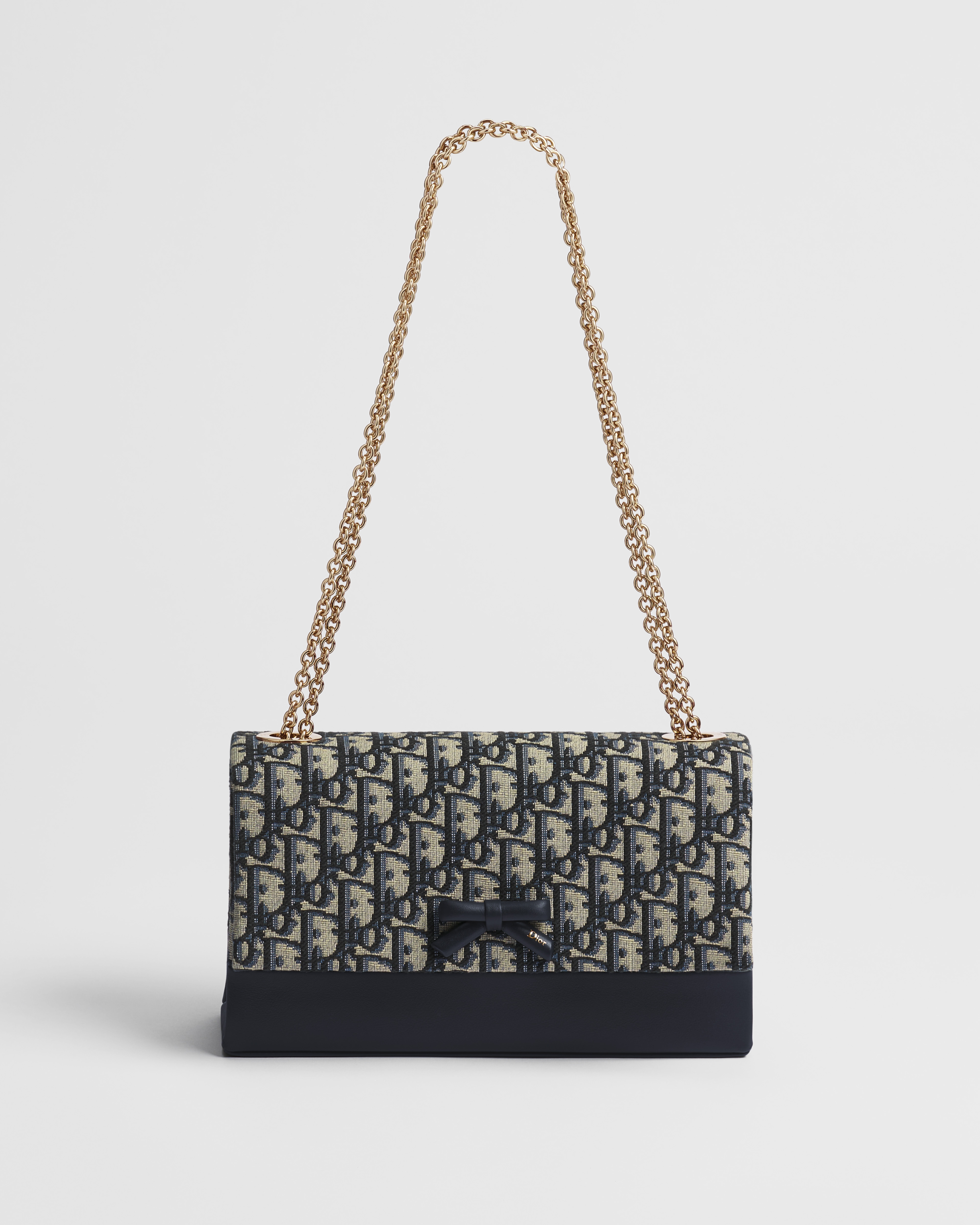 Small Dior Promenade Flap Bag Blue Dior Oblique Jacquard and Smooth Calfskin E07