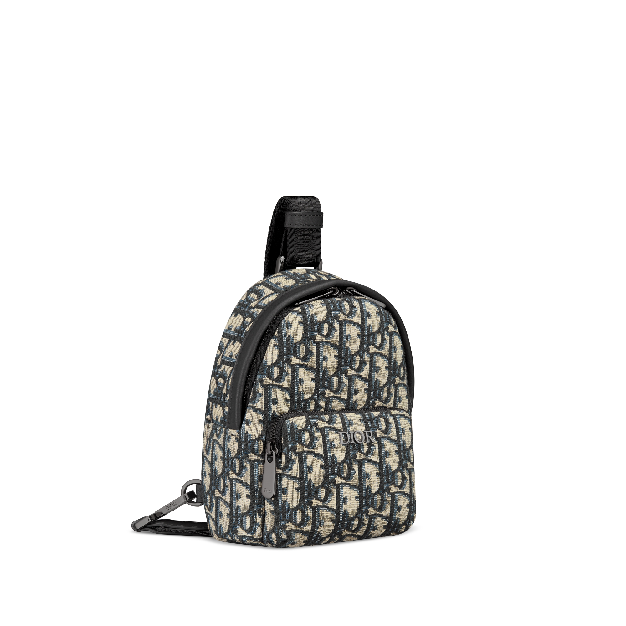 Nano Rider-slingtas voor kinderen Beige en blauwe Dior Oblique-jacquard E03