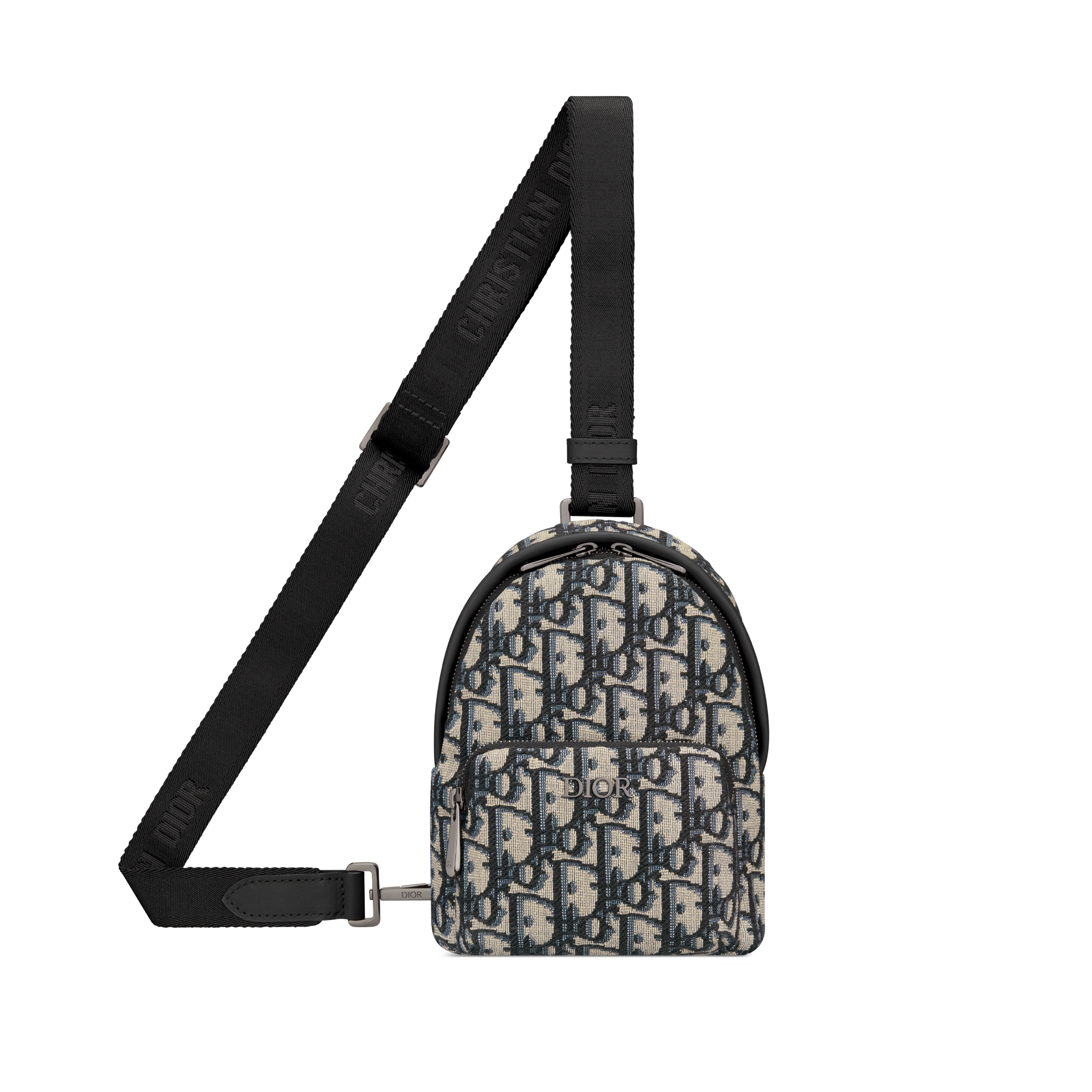 Nano Rider-slingtas voor kinderen Beige en blauwe Dior Oblique-jacquard E07