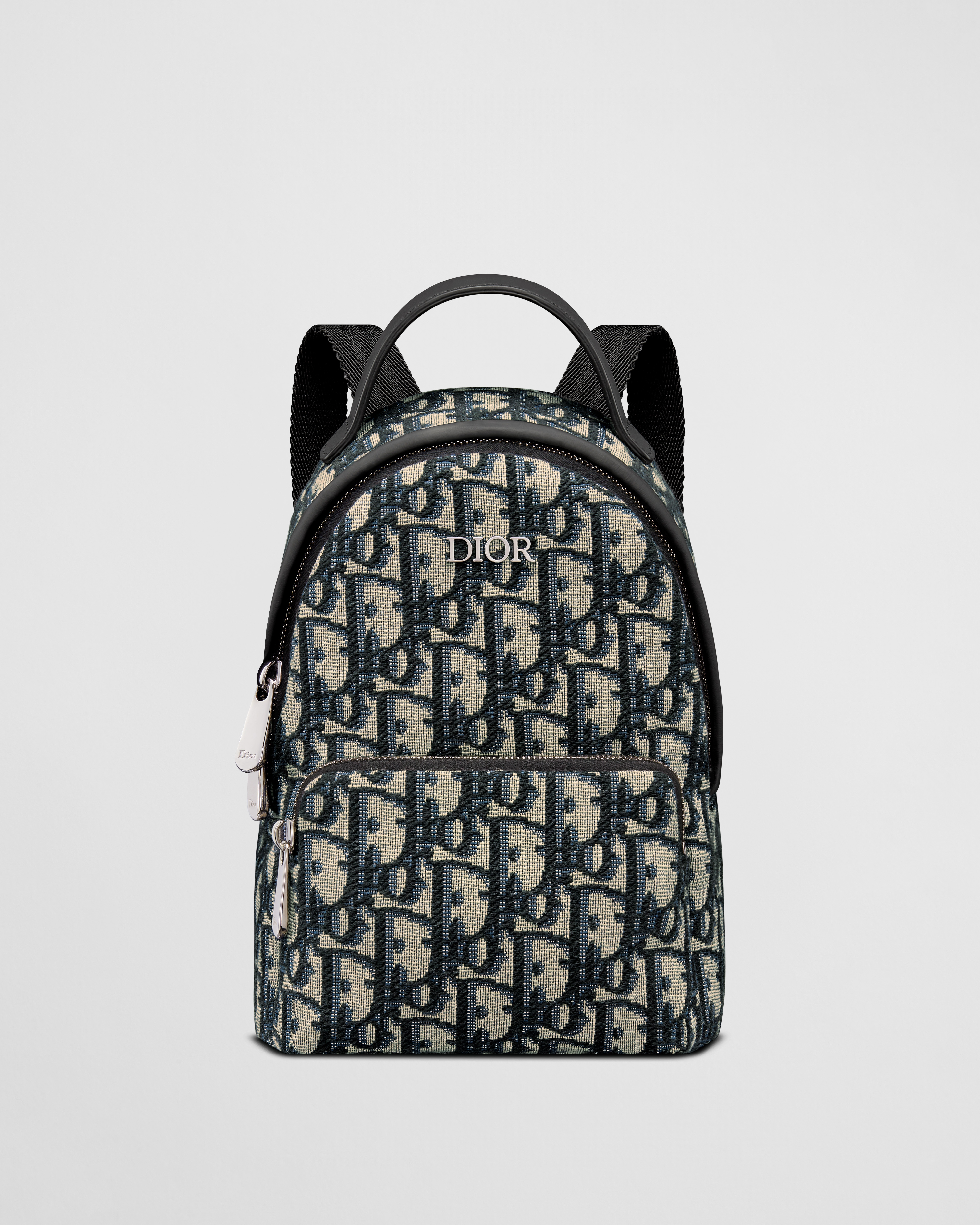 Mini Rider Rucksack für Kinder Dior Oblique Jacquard in Beige und Schwarz E01