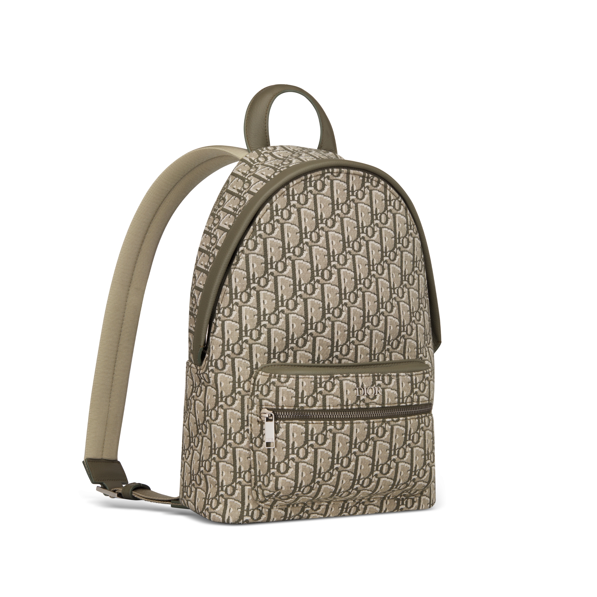 حقيبة الظهر Rider للأطفال نمط ديور أوبليك بحبك الجاكار باللون الكاكي E03