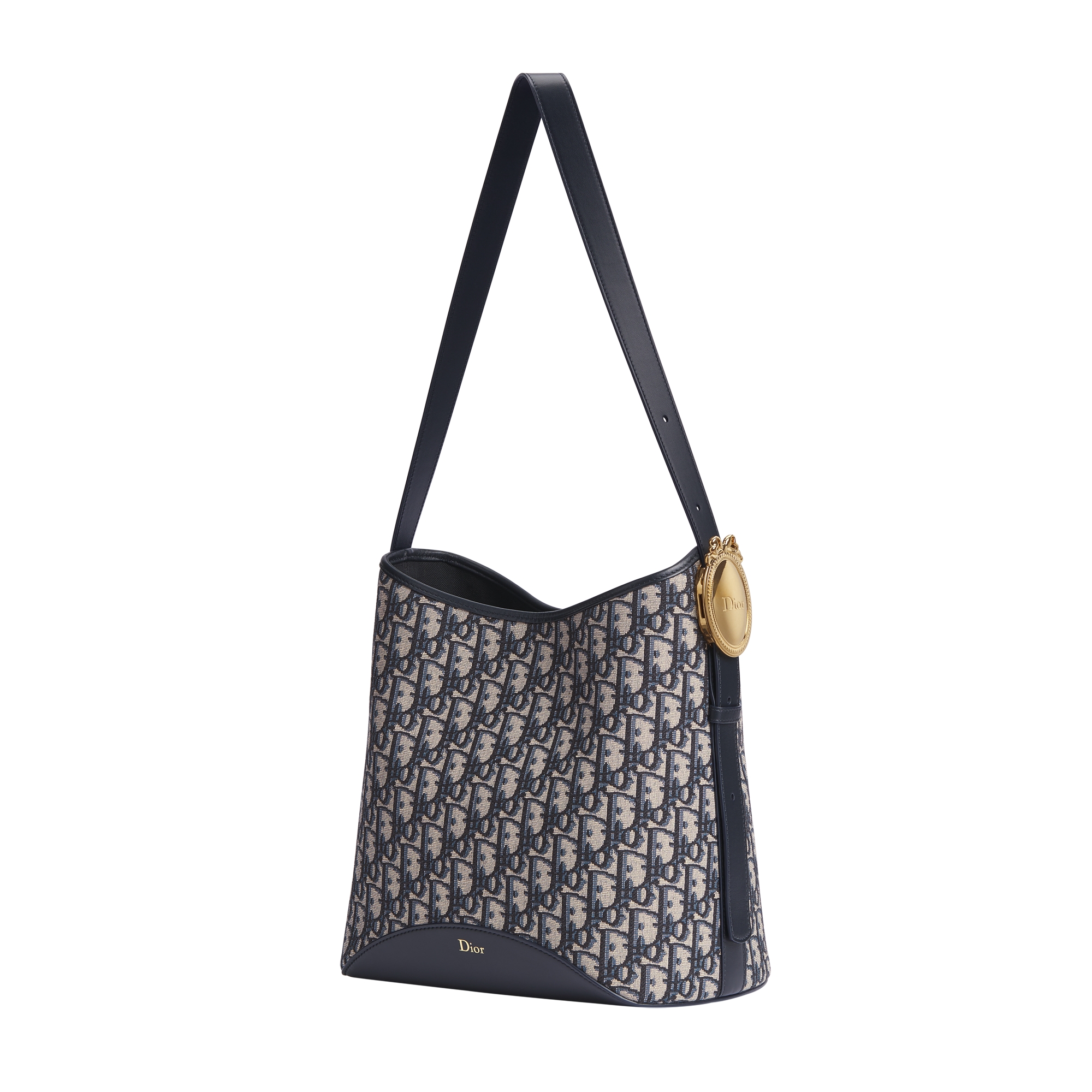 Medium Dior Médaillon Bucket Bag Blue Dior Oblique Jacquard E03