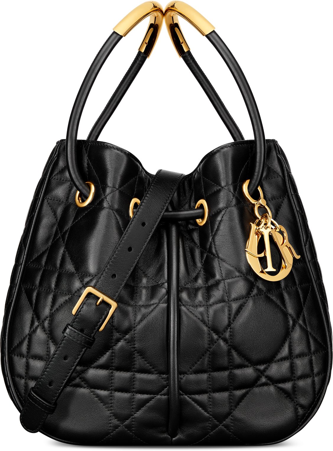 Middelgrote Dior Nolita tas Zwart lamsleer met Macrocannage motief DIOR