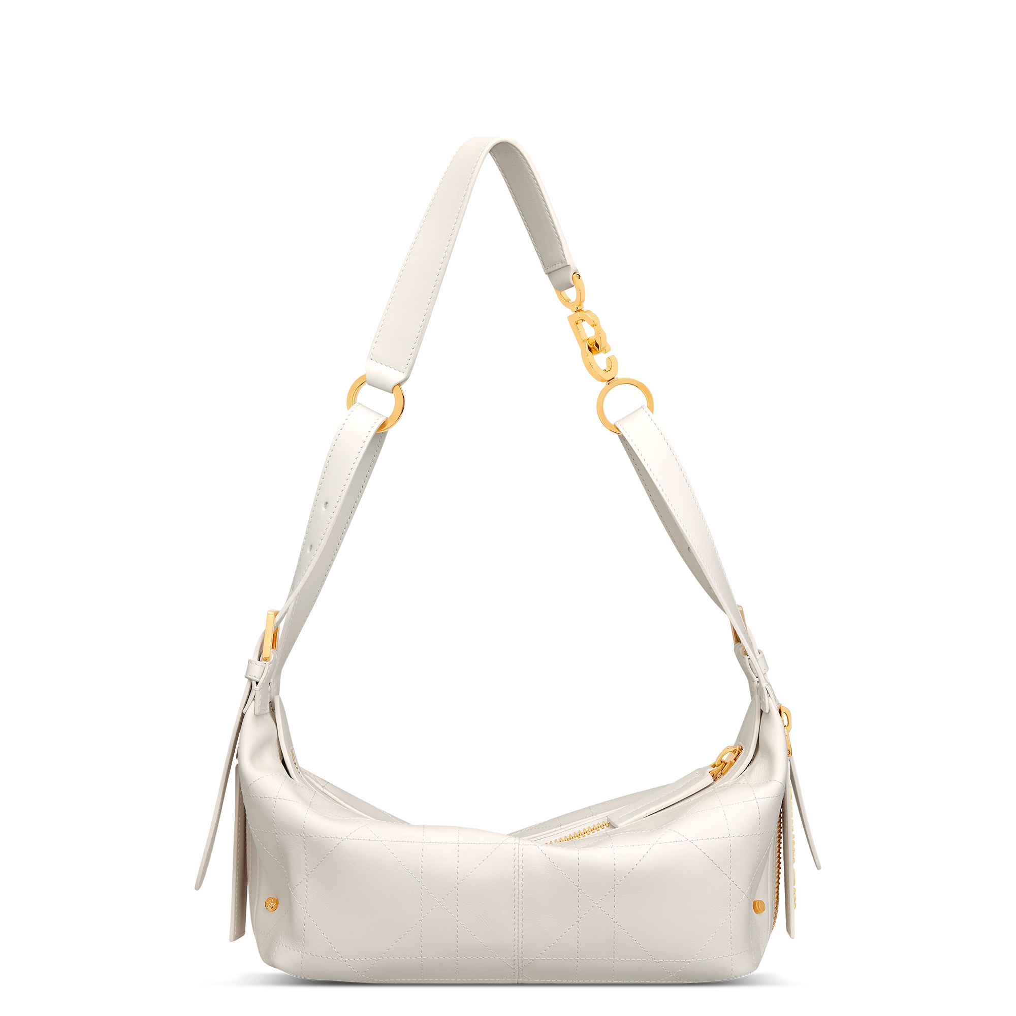 Sac D-Journey Small en cuir de veau lisse vintage Flat Macrocannage couleur latte E08