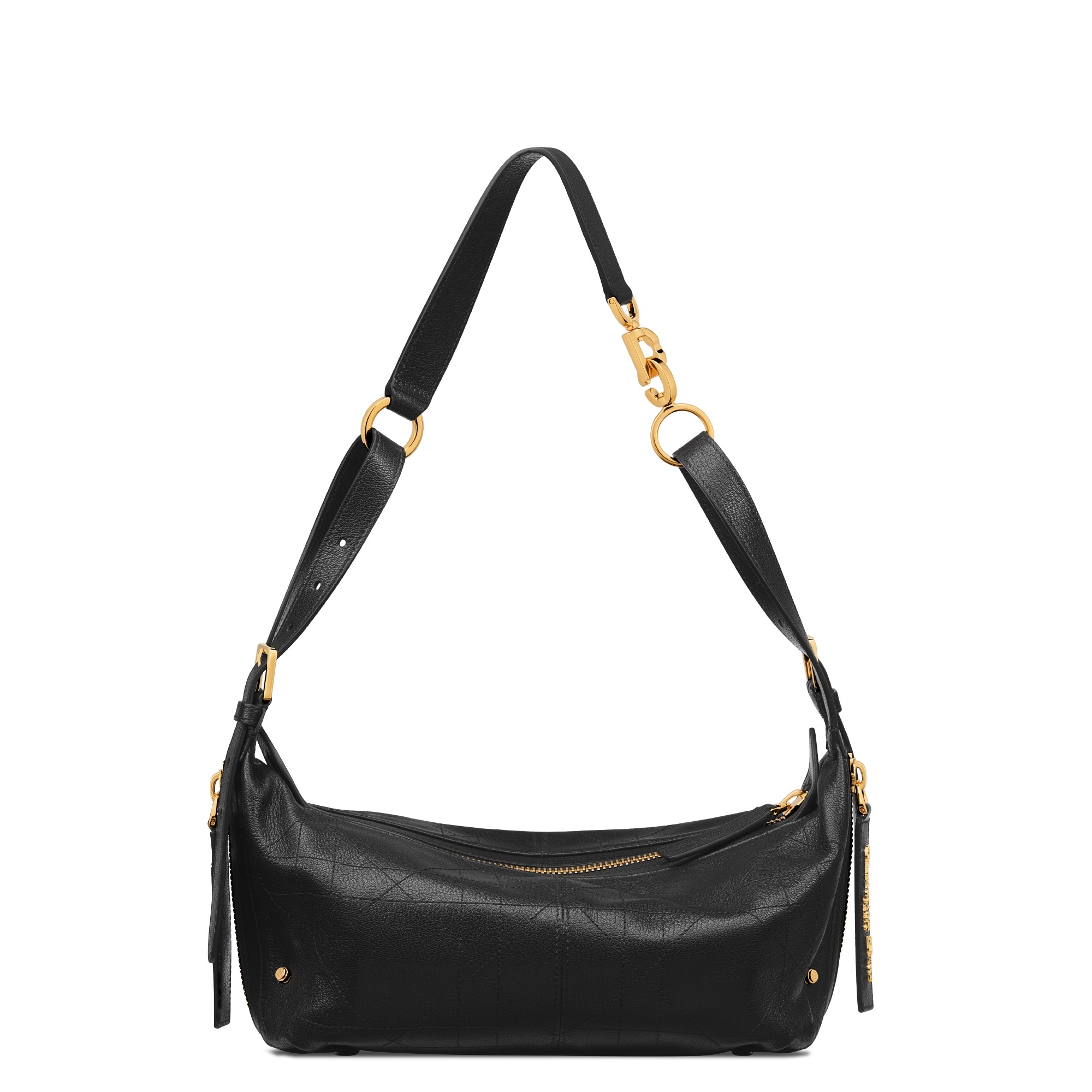 Small D-Journey Bag in Shiny Goatskin Black Flat Macrocannage E08