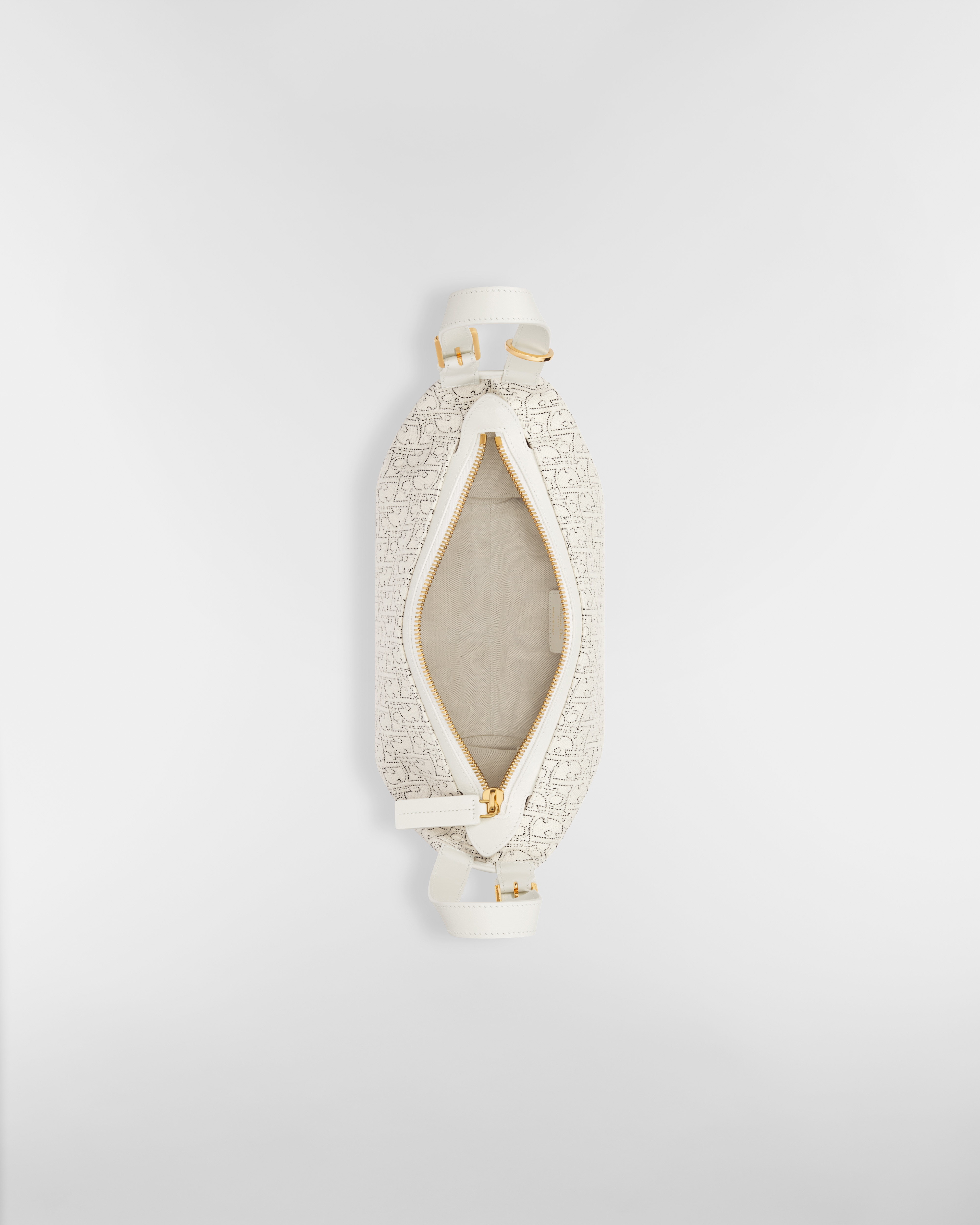 Small D-Journey Bag White Dior Oblique Jacquard with Contrasting Black Topstitching E06