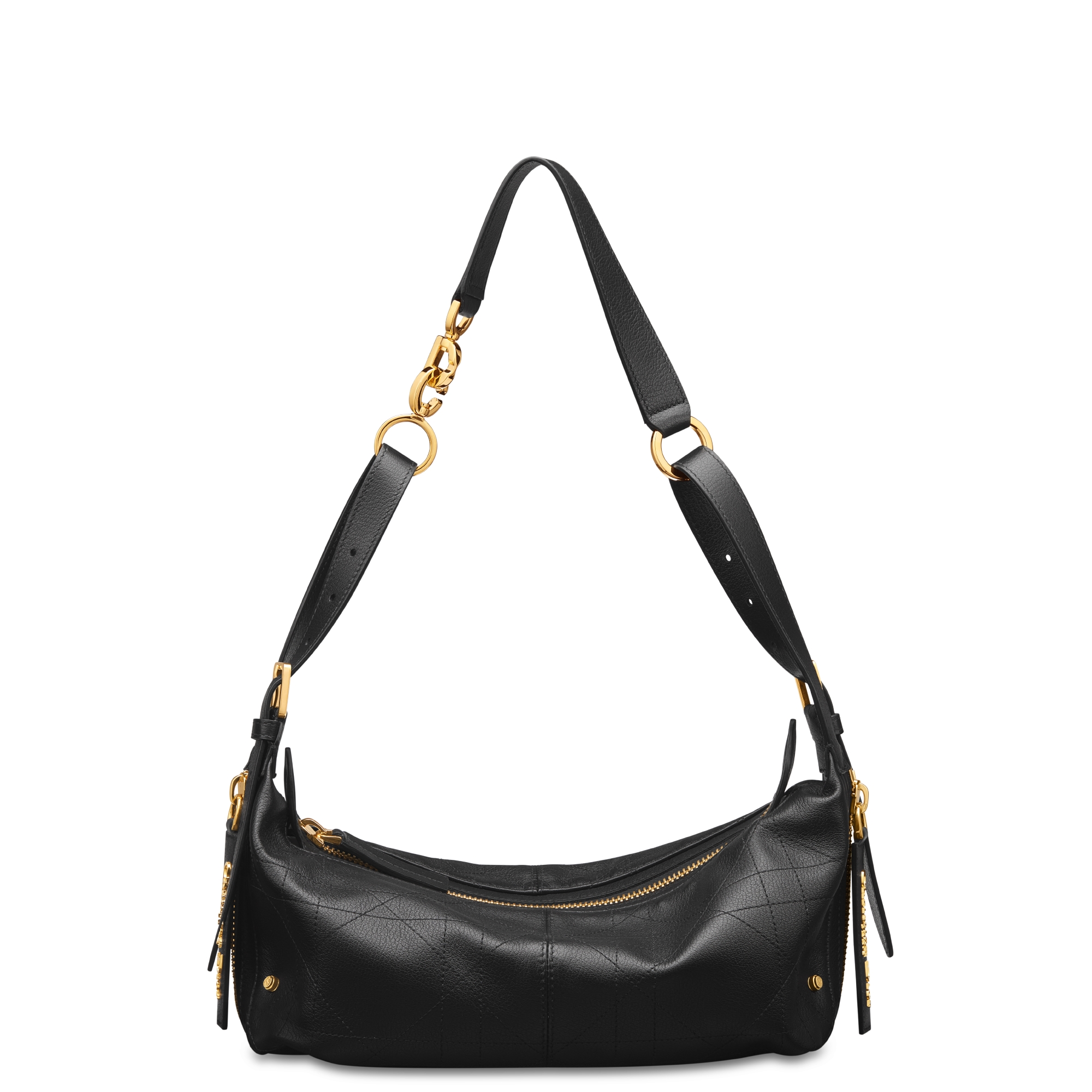 D-Journey 그레인 송아지 가죽 스몰 백 블랙 플랫 매크로까나쥬 E01