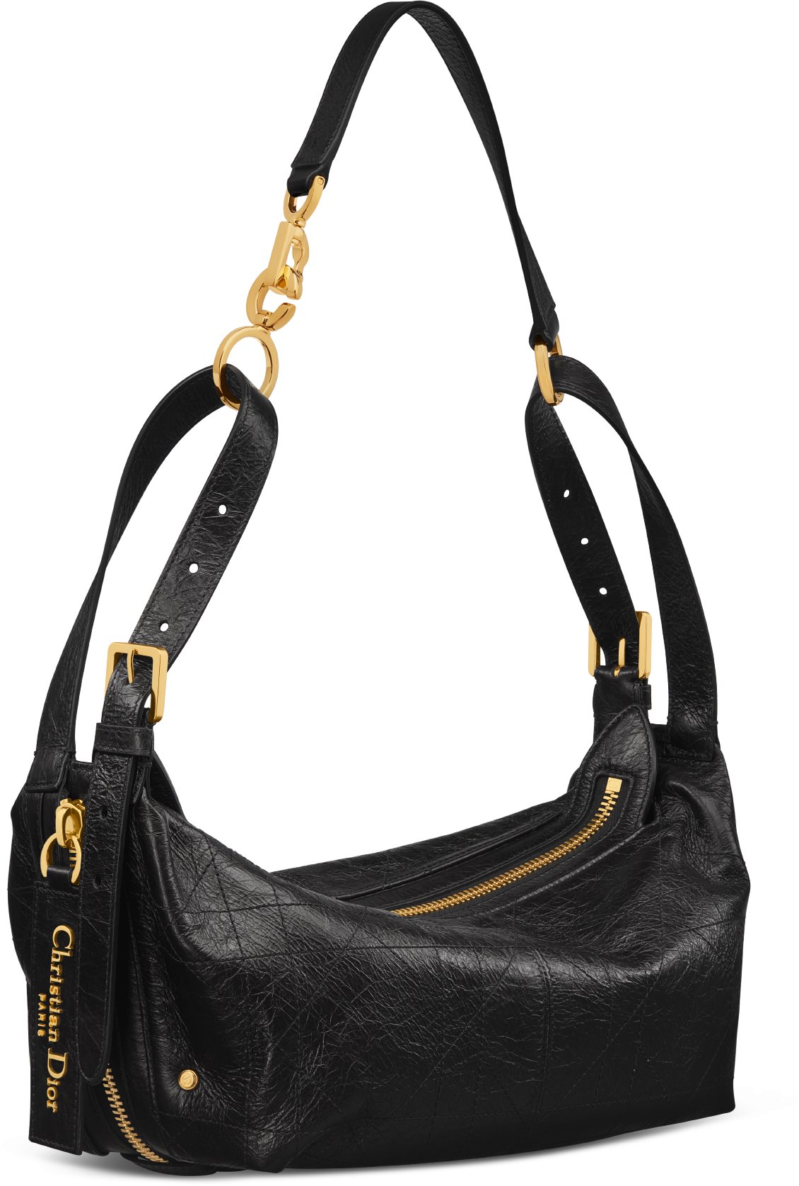 Small D-Journey Bag in Crinkled Calfskin Three quarter closed view Three quarter closed view