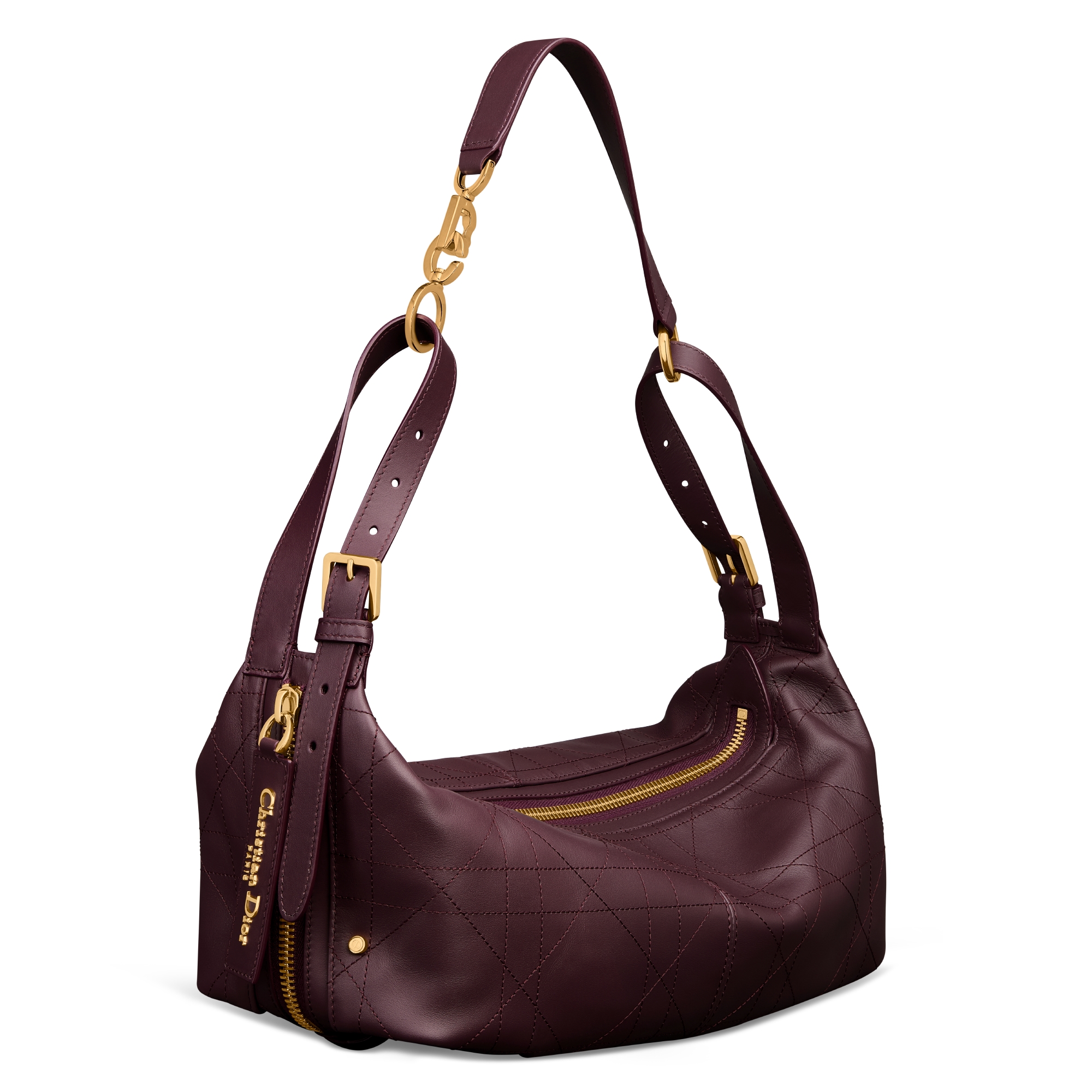 Medium D-Journey Bag in Vintage Smooth Calfskin Plum Flat Macrocannage E03
