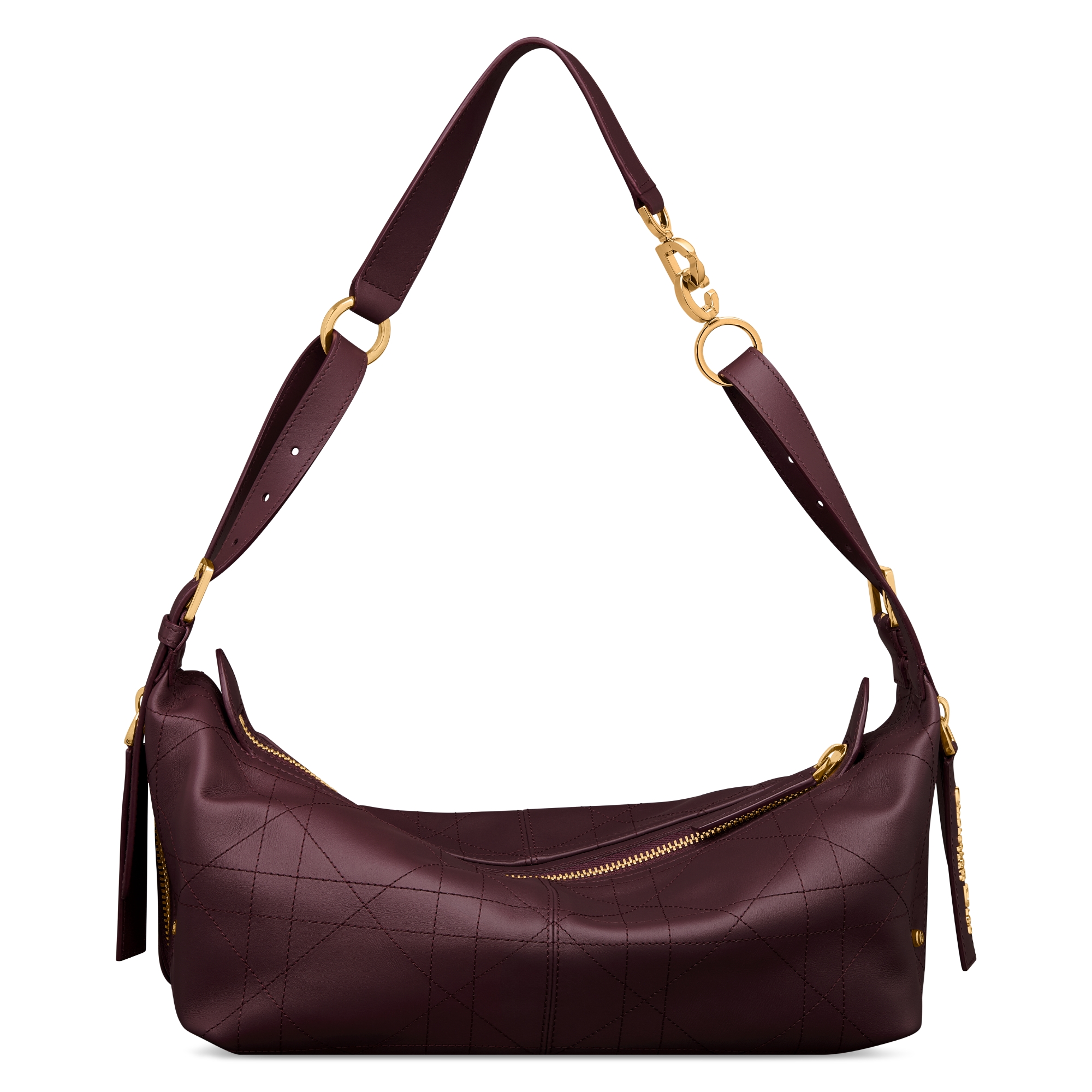 Medium D-Journey Bag in Vintage Smooth Calfskin Plum Flat Macrocannage E08
