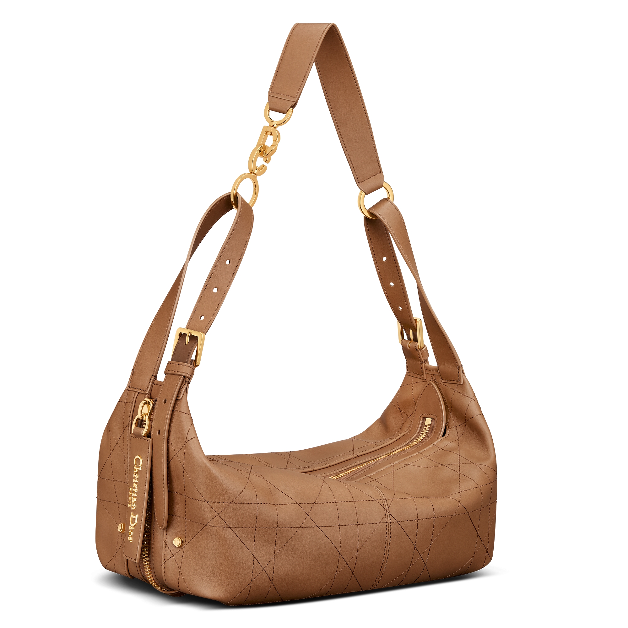 Medium D-Journey Bag in Vintage Smooth Calfskin Camel Flat Macrocannage E03
