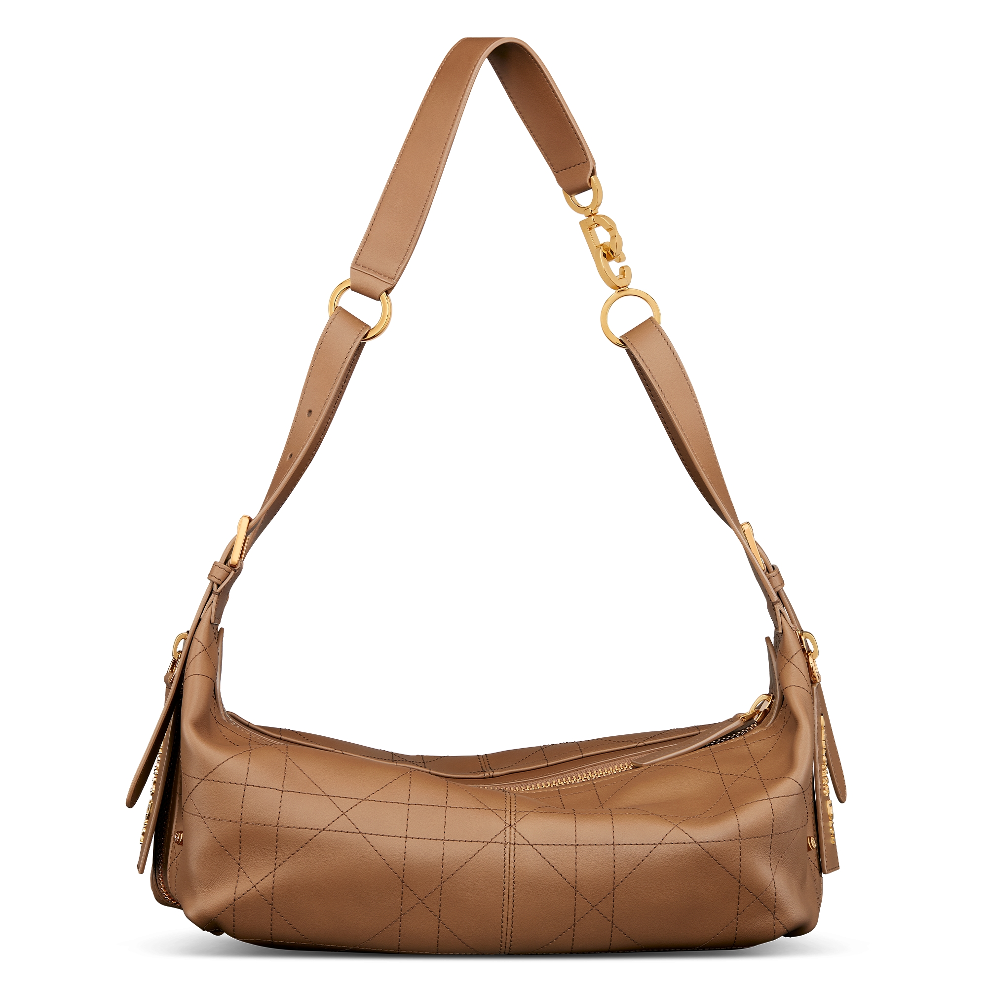 Medium D-Journey Bag in Vintage Smooth Calfskin Camel Flat Macrocannage E08