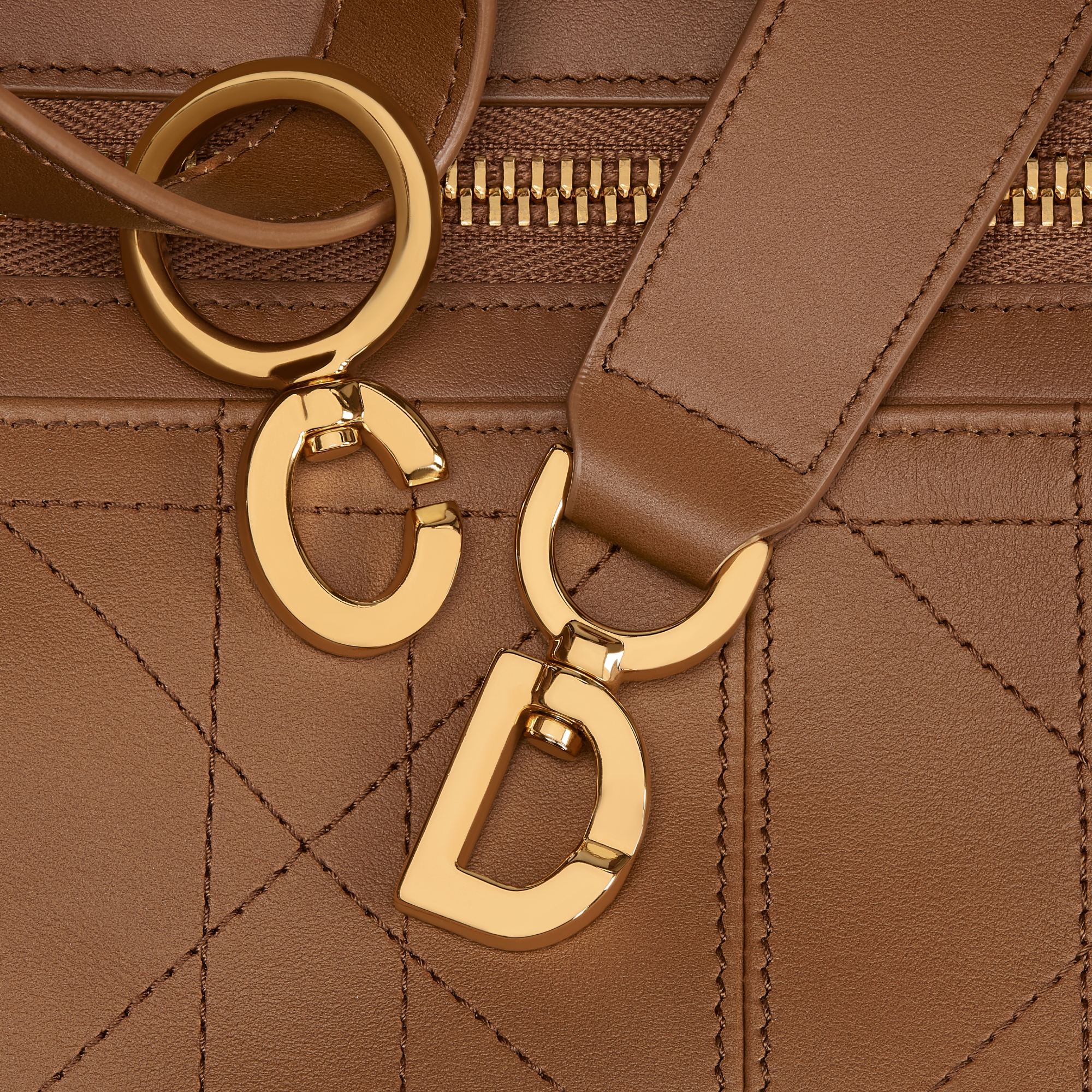 Medium D-Journey Bag in Vintage Smooth Calfskin Camel Flat Macrocannage E09