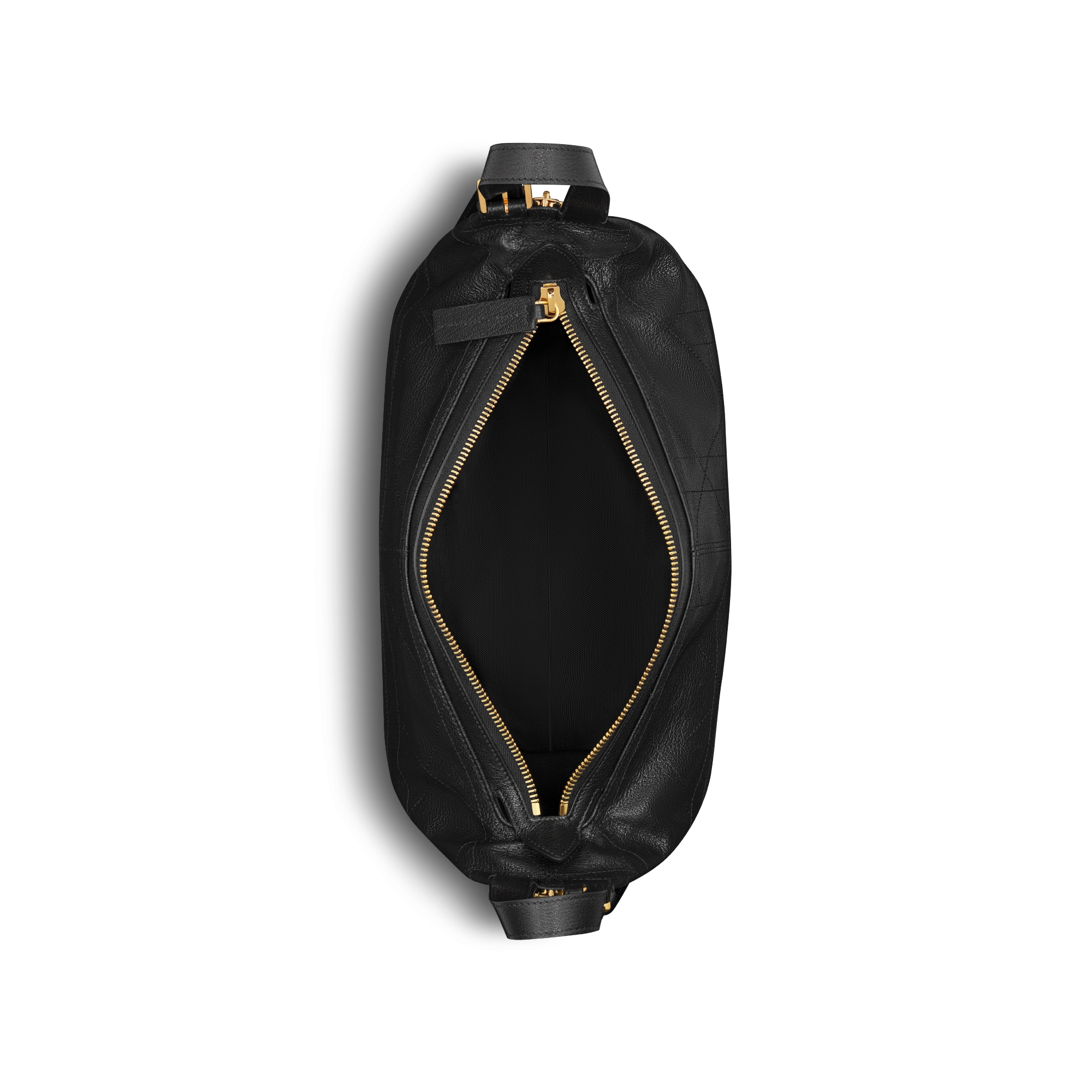 Medium D-Journey Bag in Shiny Goatskin Black Flat Macrocannage E06