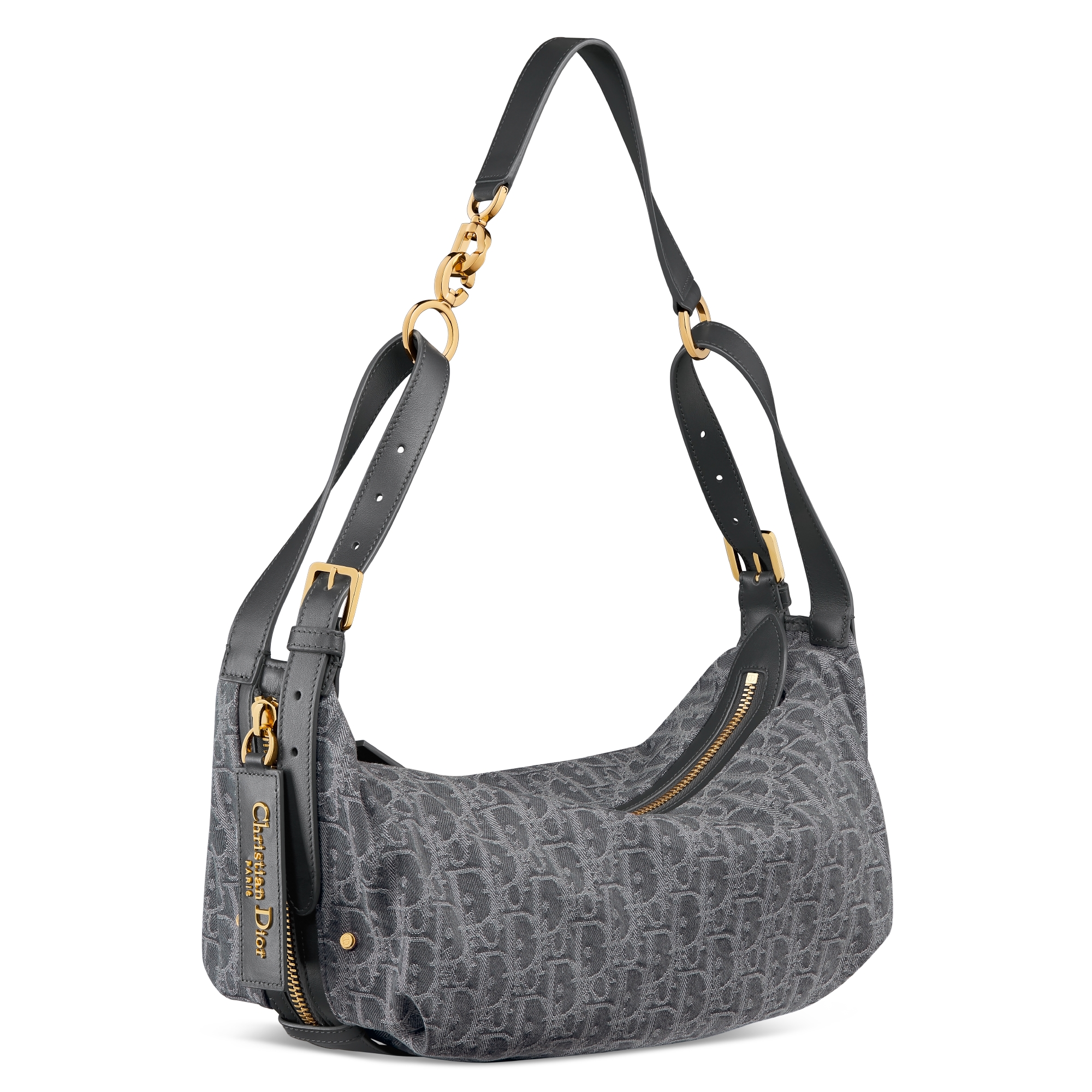 Medium D-Journey Bag Gray Denim Dior Oblique Jacquard E03