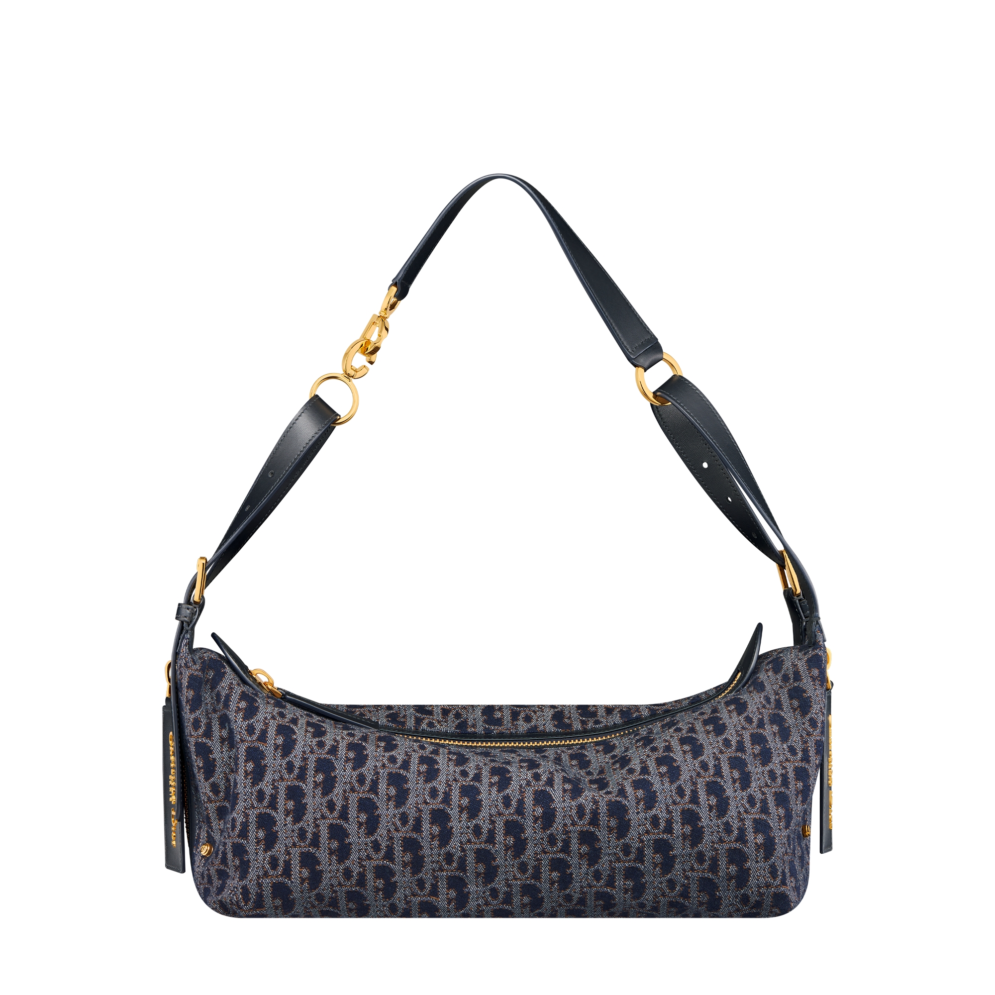 Medium D-Journey Bag Blue and Tobacco Brown Dior Oblique Denim