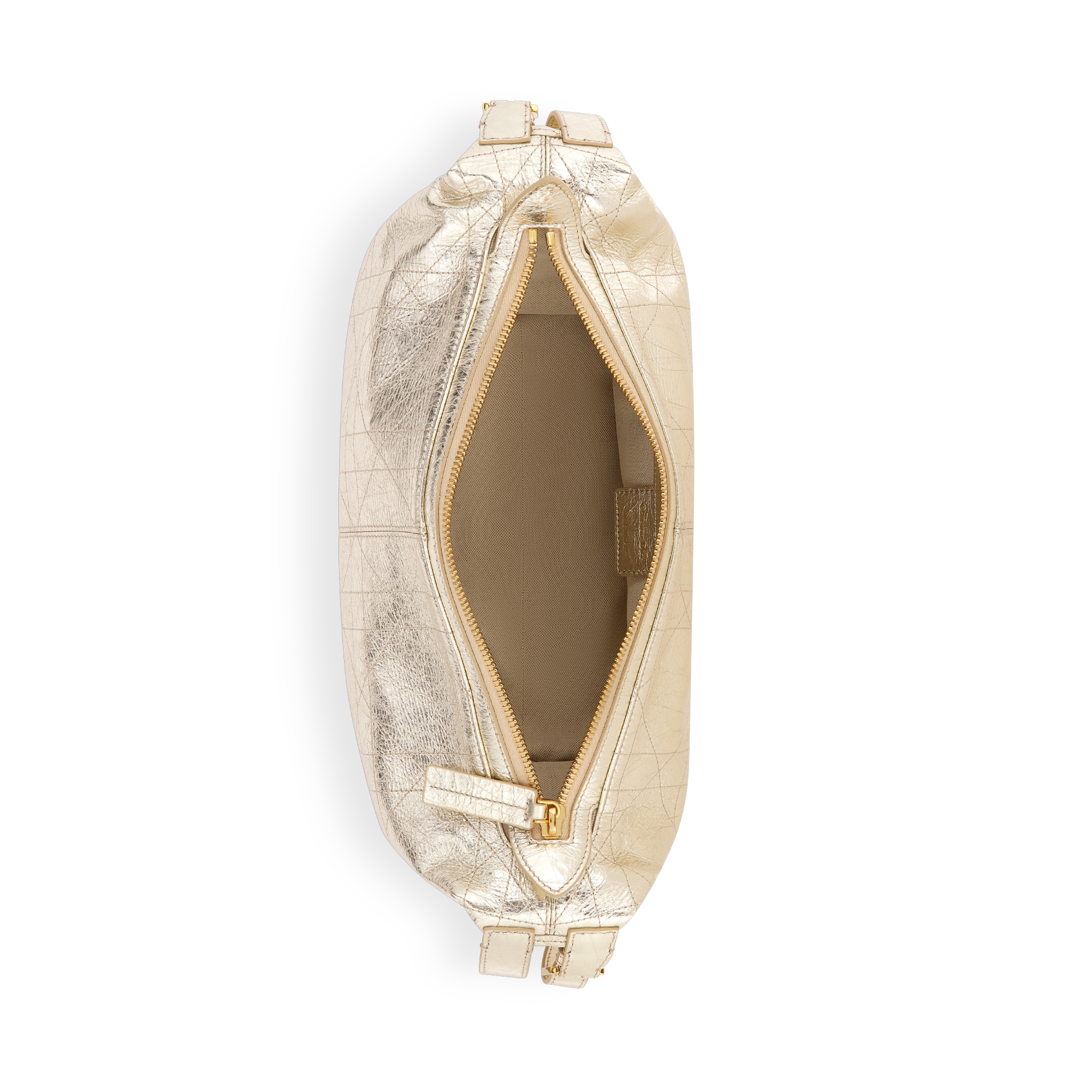 Bolsa D-Journey média em couro de vitelo enrugado Flat Macrocannage dourado metálico E06