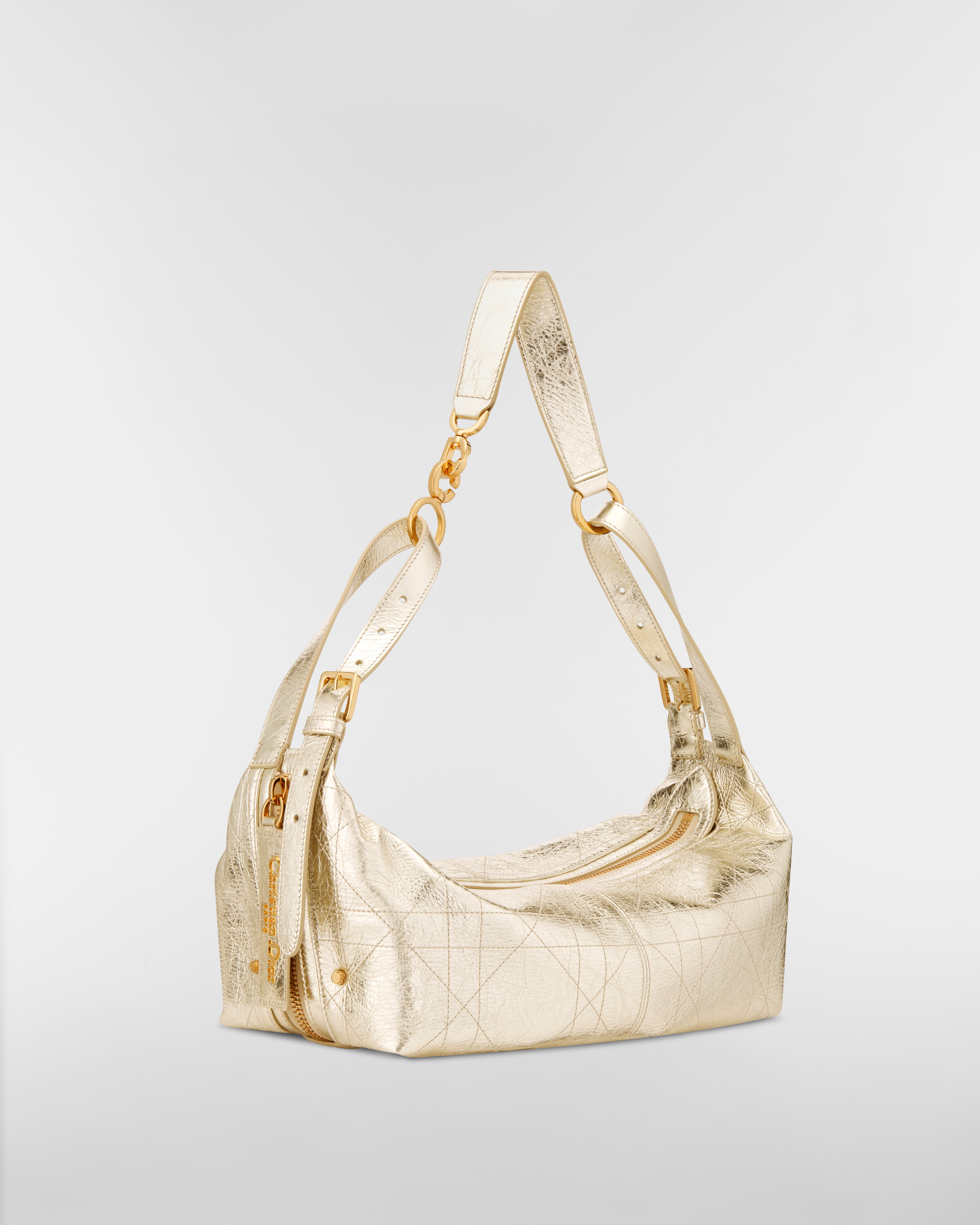 Mittelgroße D-Journey Tasche aus Kalbsleder in Knitteroptik