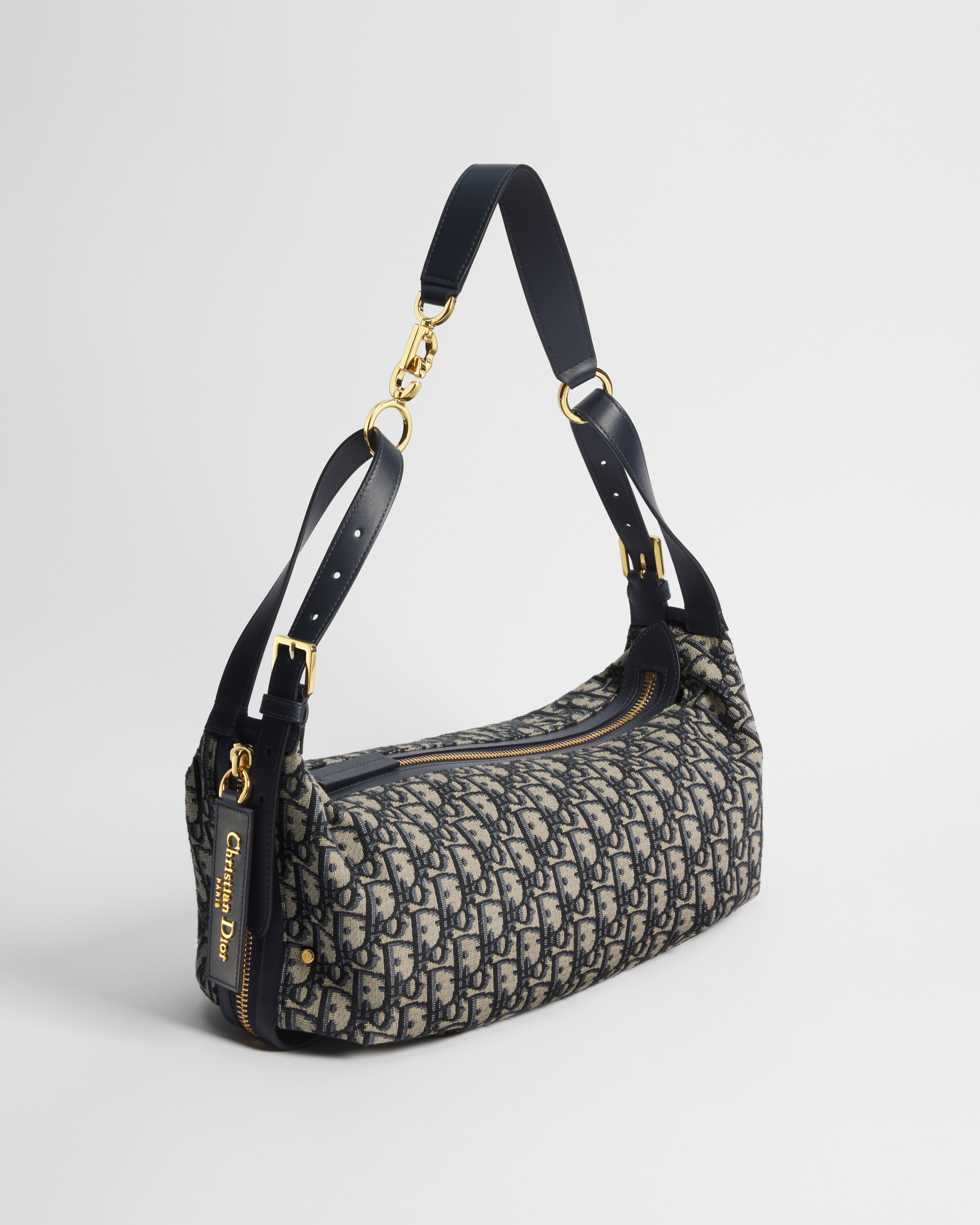 Mittelgroße D-Journey Tasche Dior Oblique Jacquard in Blau E03