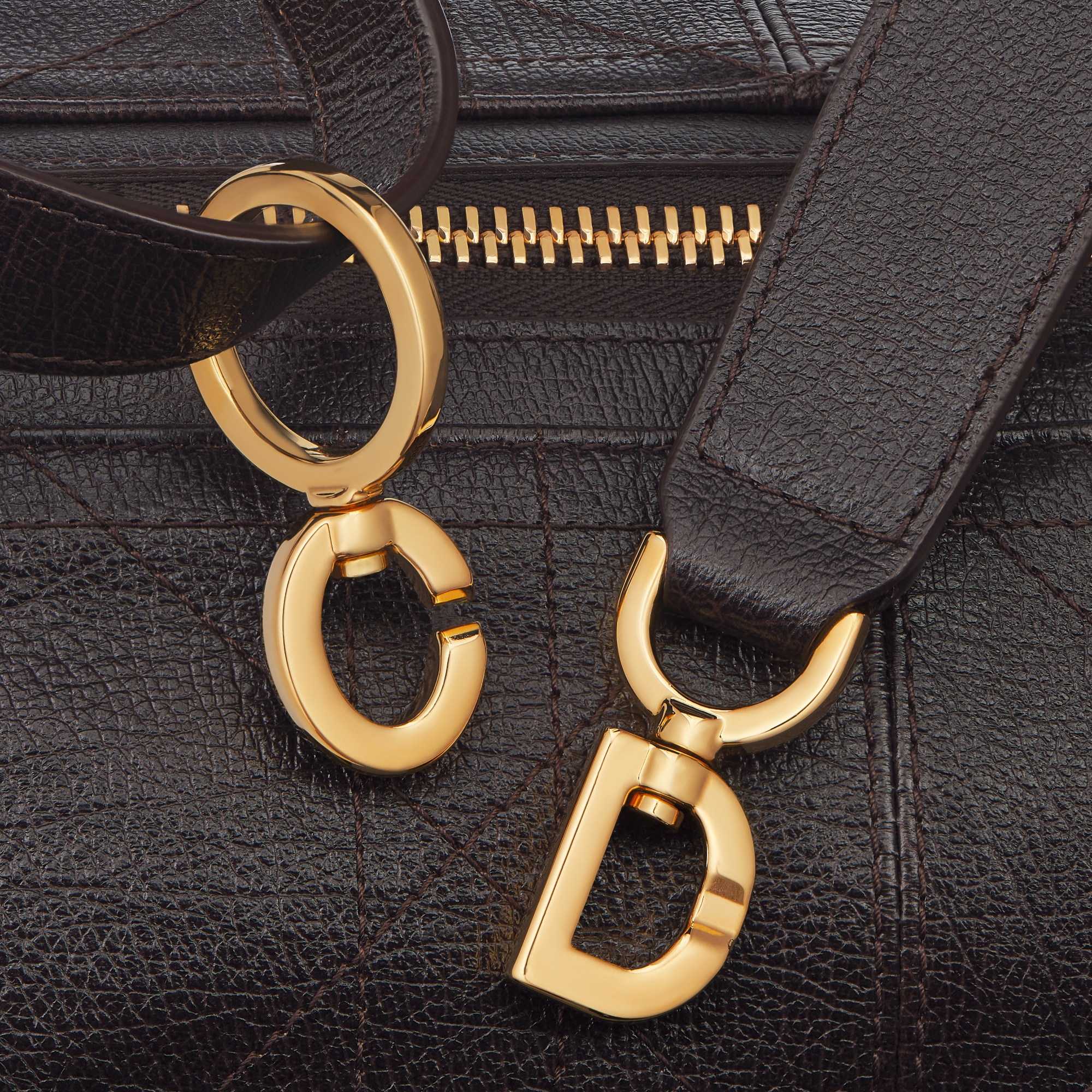 Medium D-Journey Bag in Shiny Grained Calfskin