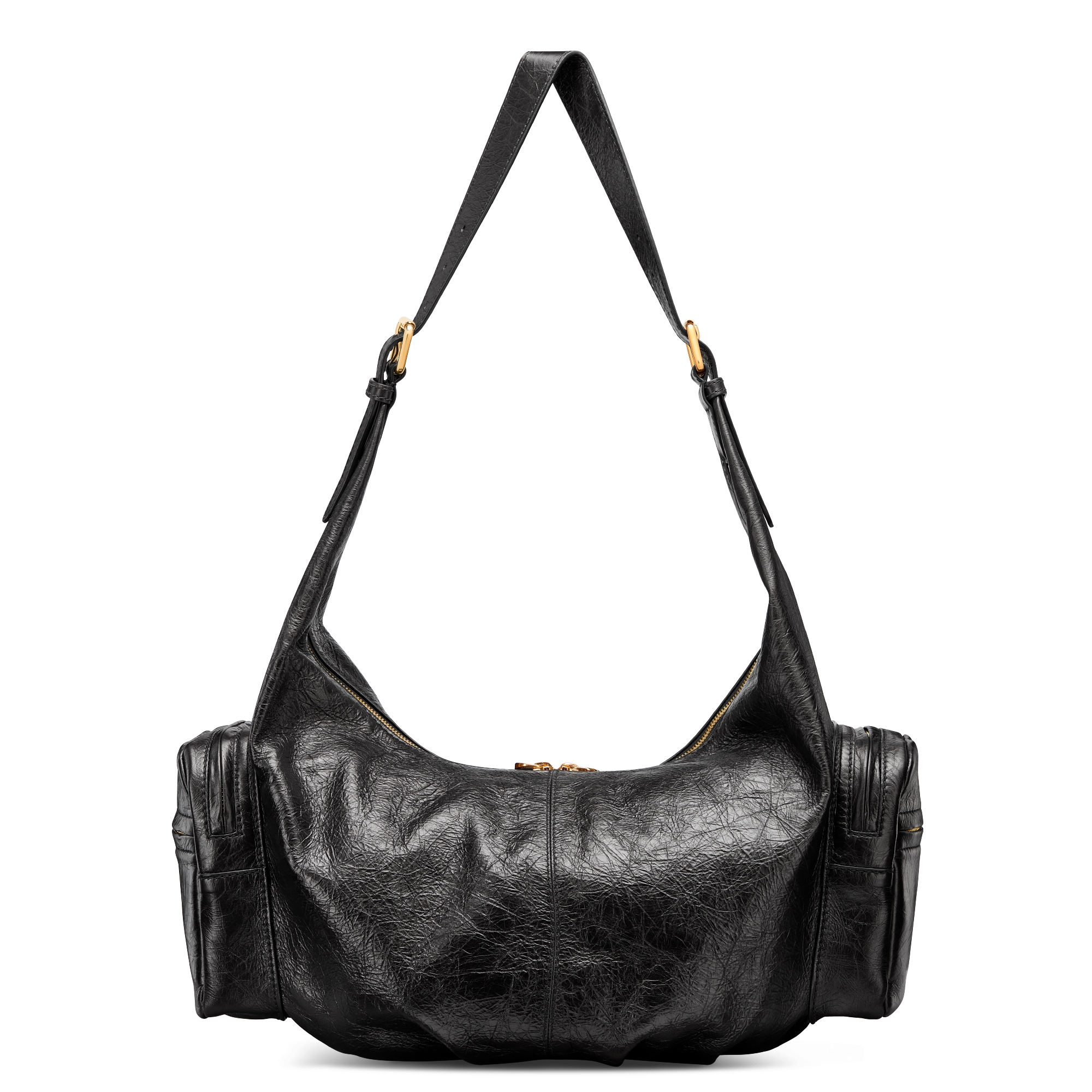 Sac Grand Tour Multipocket Large Cuir de veau craquelé noir E08