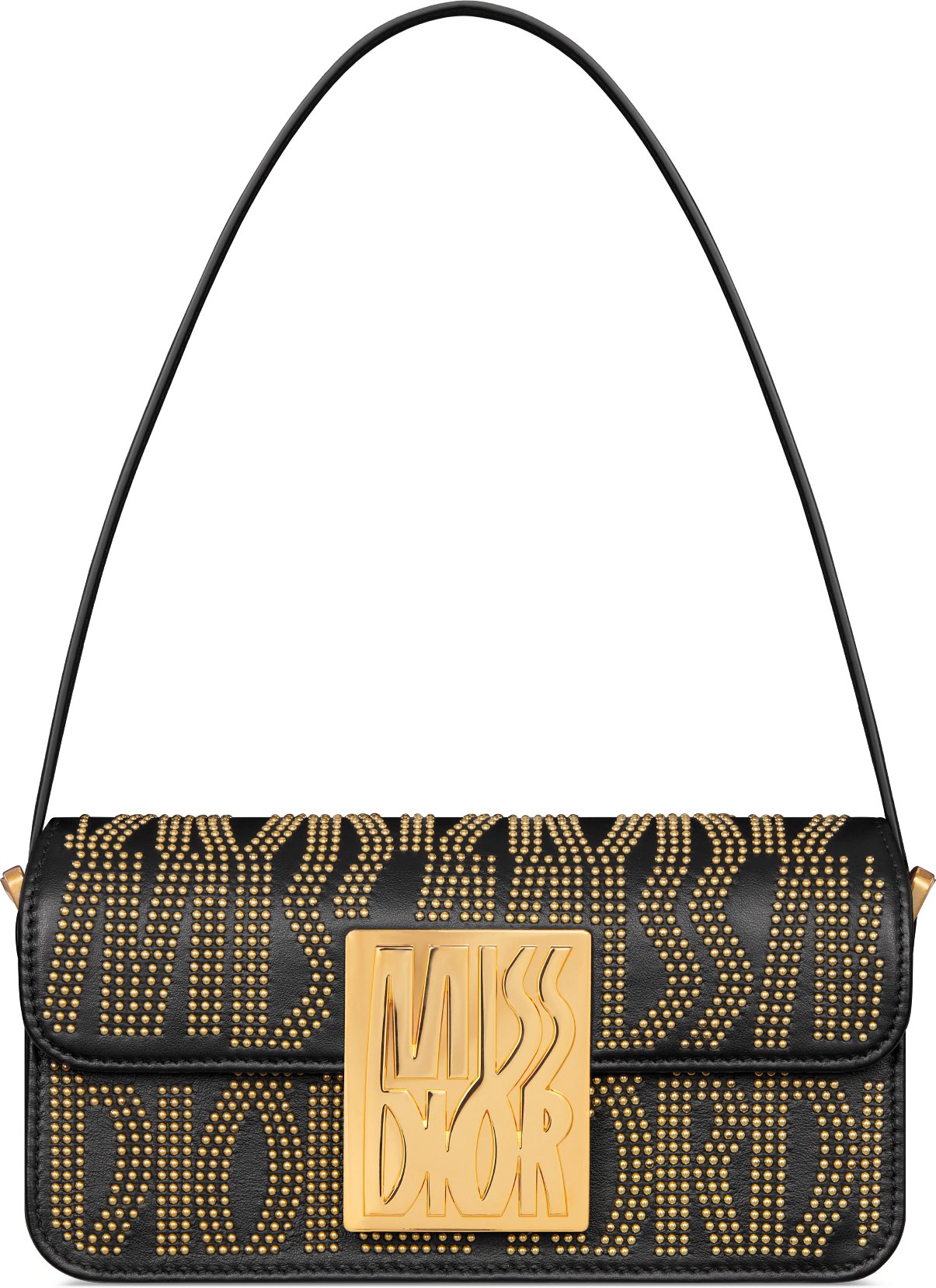 Miss Dior Flap Bag Black Miss Dior Allover Calfskin with Gold Finish Studs DIOR