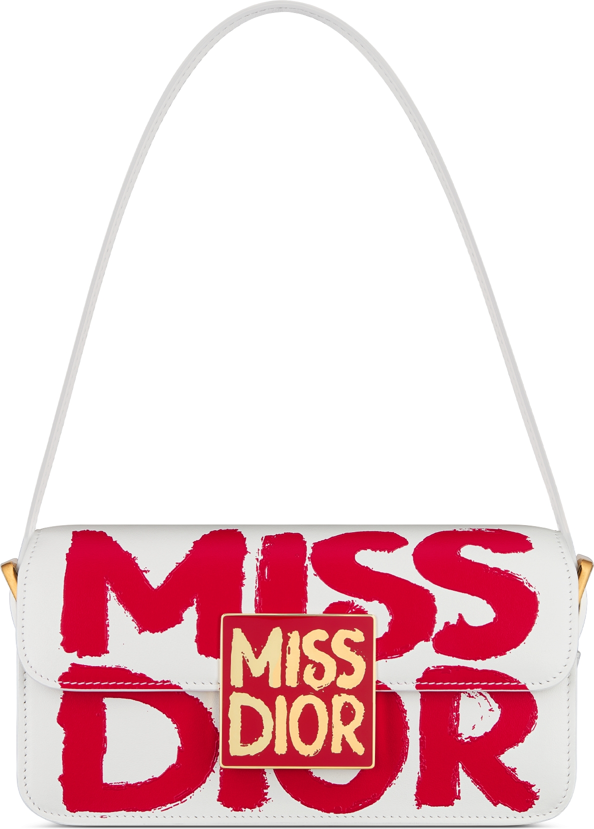 DIOR Miss Dior Flap Bag White And Black Miss Dior Graffiti Printed Calfskin Women