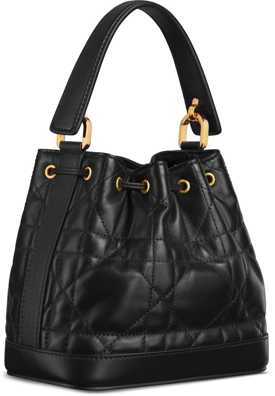 Small Dior Jolie Bucket Bag Black Macrocannage Lambskin and Calfskin DIOR