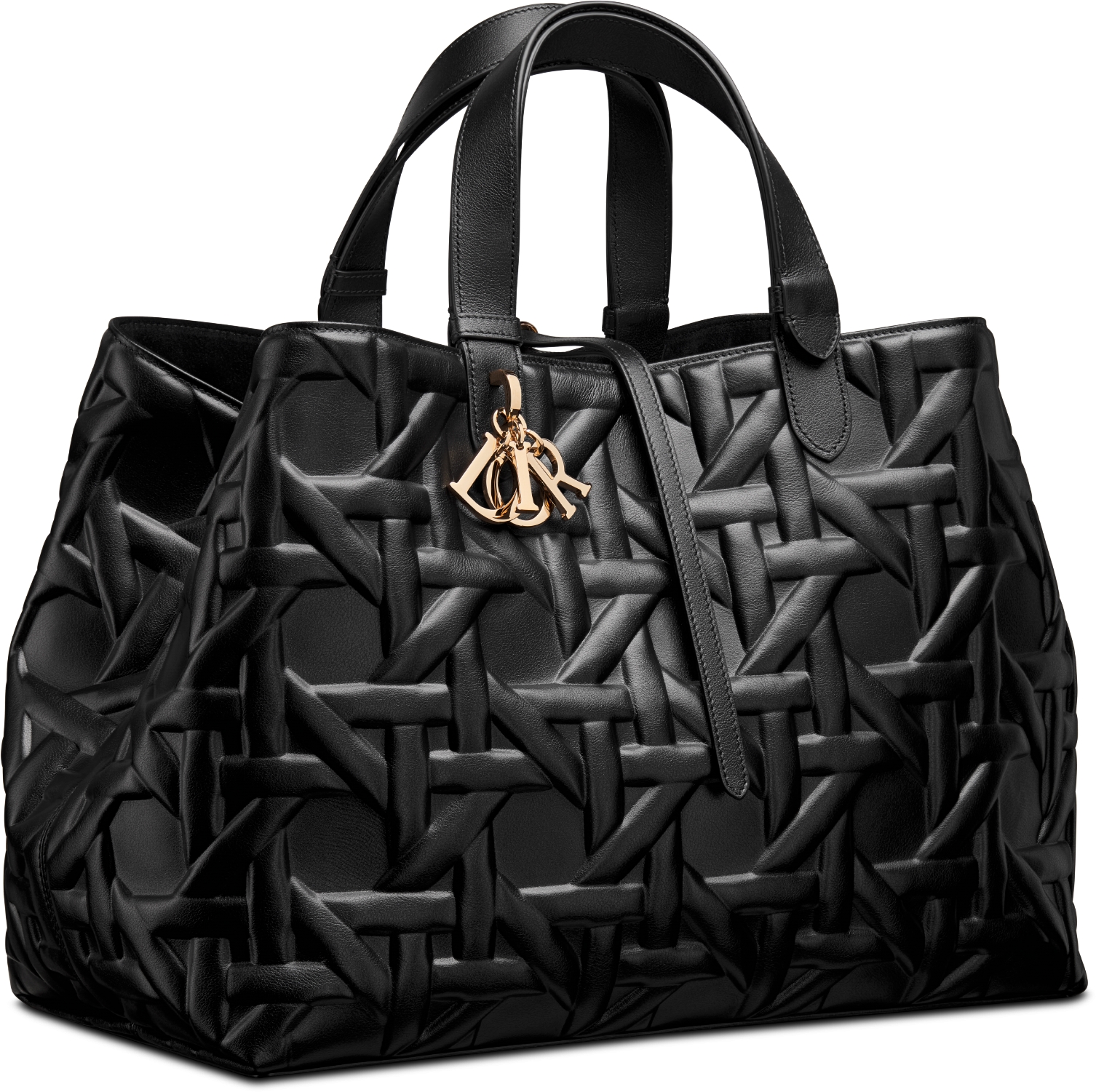 Grote Dior Toujours tas Zwart kalfsleer met Graphic Cannage motief DIOR