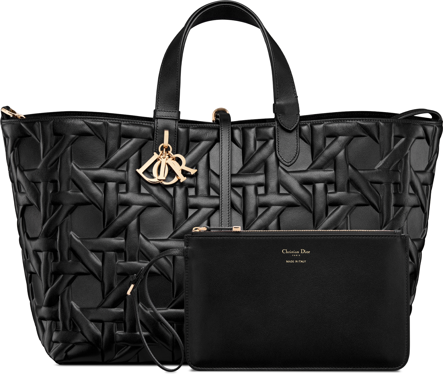 Bolso grande Dior Toujours Piel de becerro Graphic Cannage negra DIOR