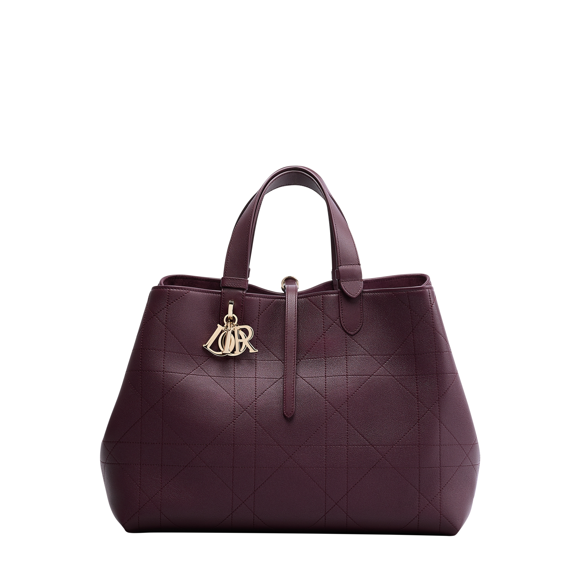 Large Dior Toujours Bag Deep Amaranth Flat Macrocannage Calfskin