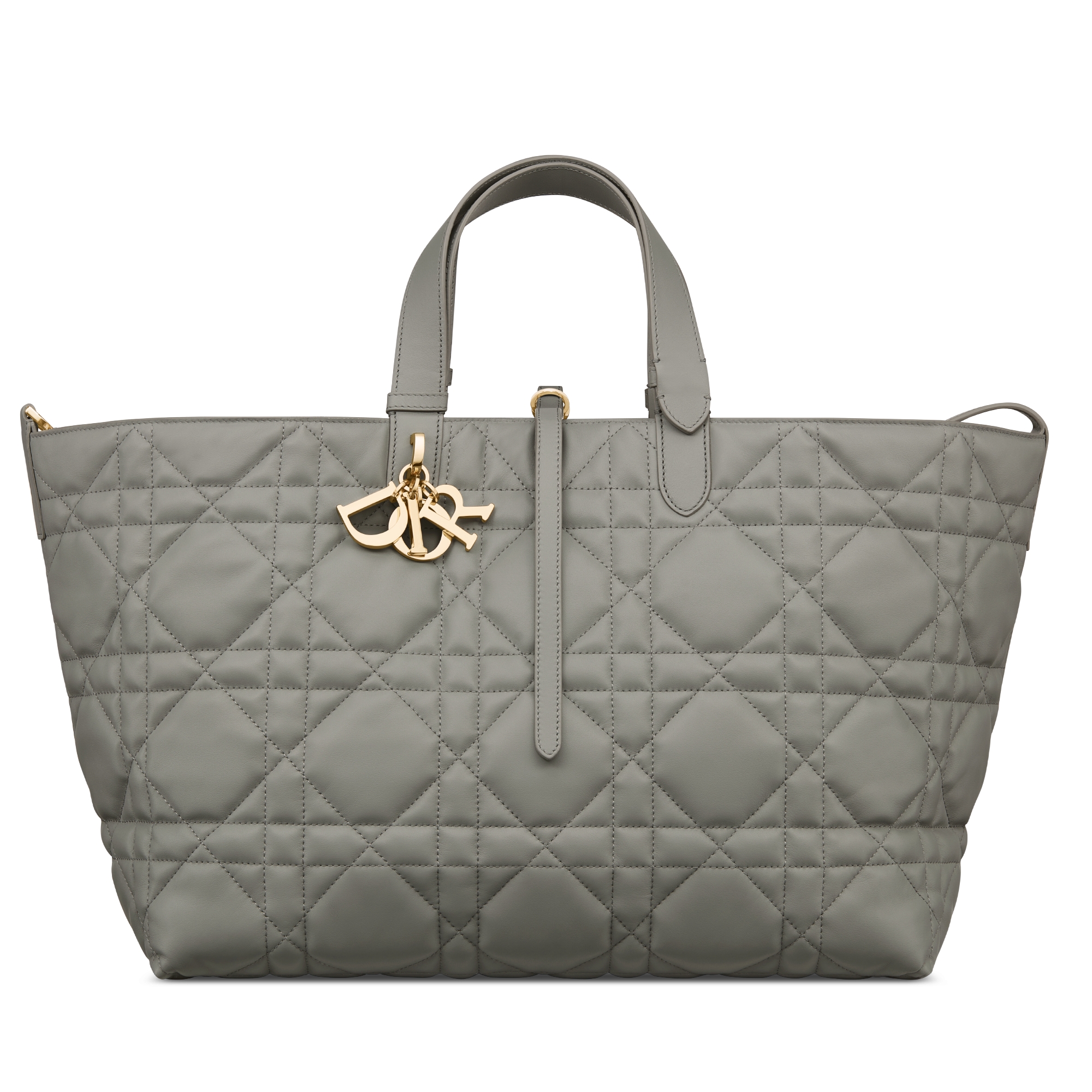 Bolsa Dior Toujours grande Couro de vitelo Macrocannage cinza-pedra E01