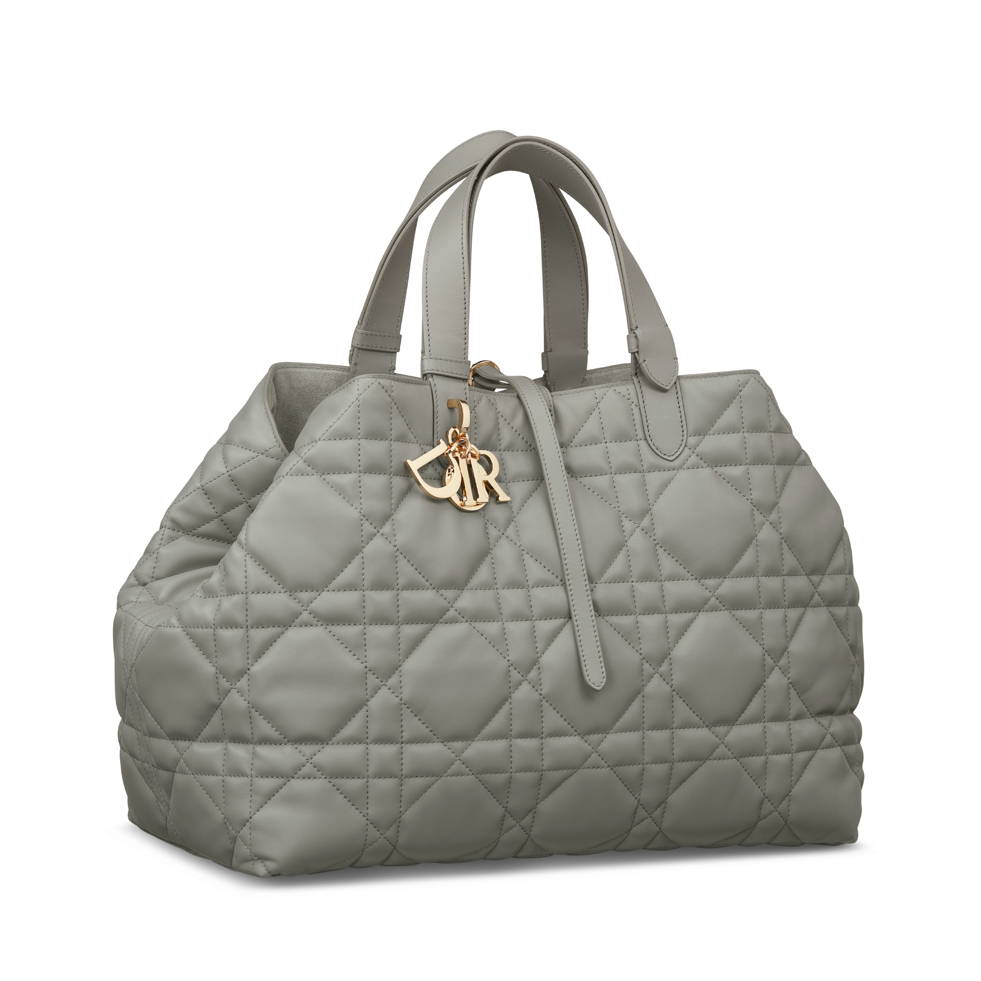 Sac Dior Toujours Large Cuir de veau Macrocannage gris Stone E03